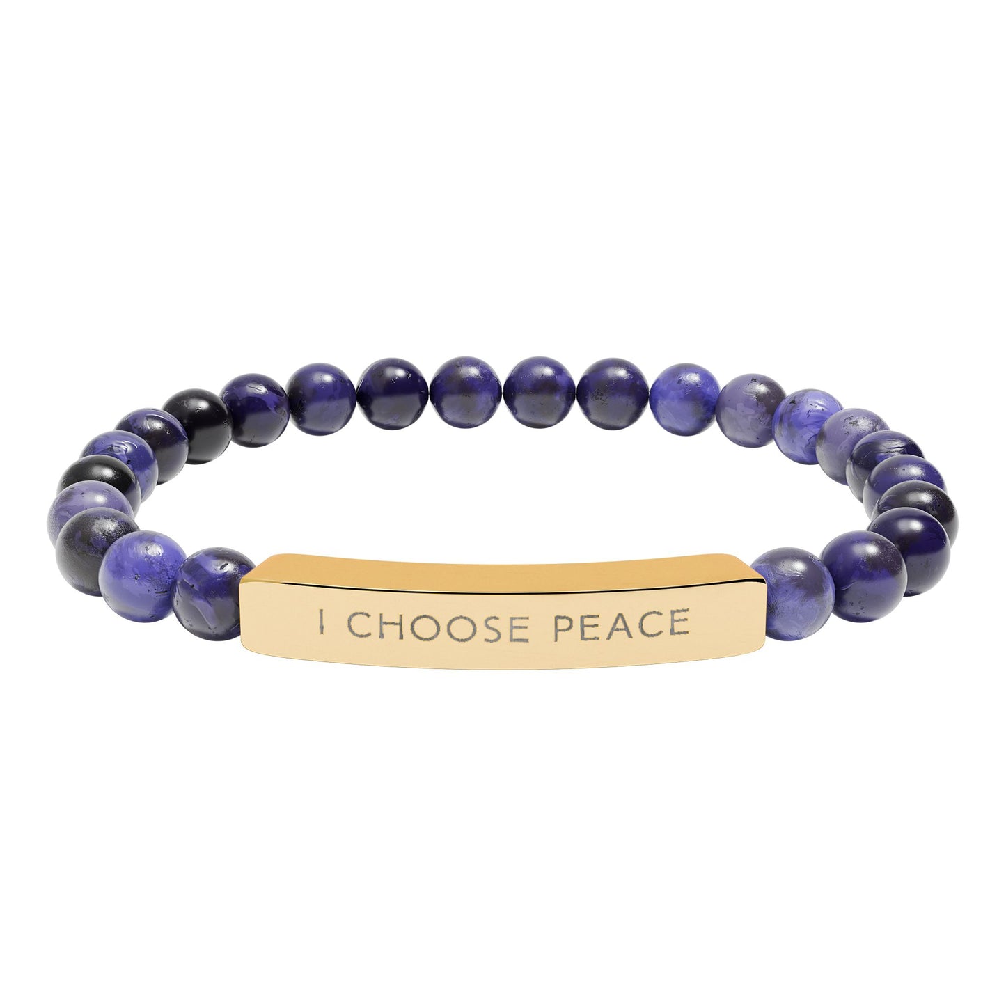 Engraved "I Choose Peace" Natural Stone Stretch Bracelet
