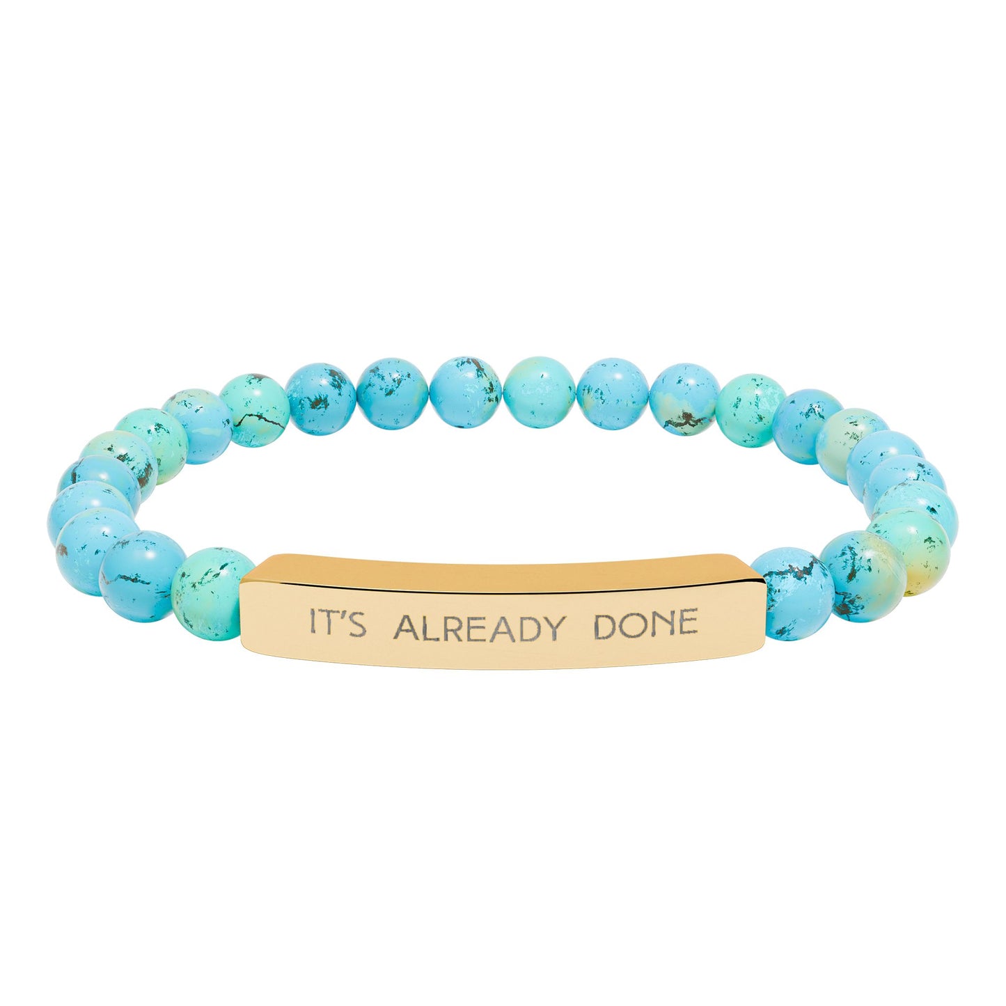 Engraved Natural Stone Bar Bracelet — “IT'S ALREADY DONE” Stretch Beaded Bracelet | Graduation | Promotion Gift