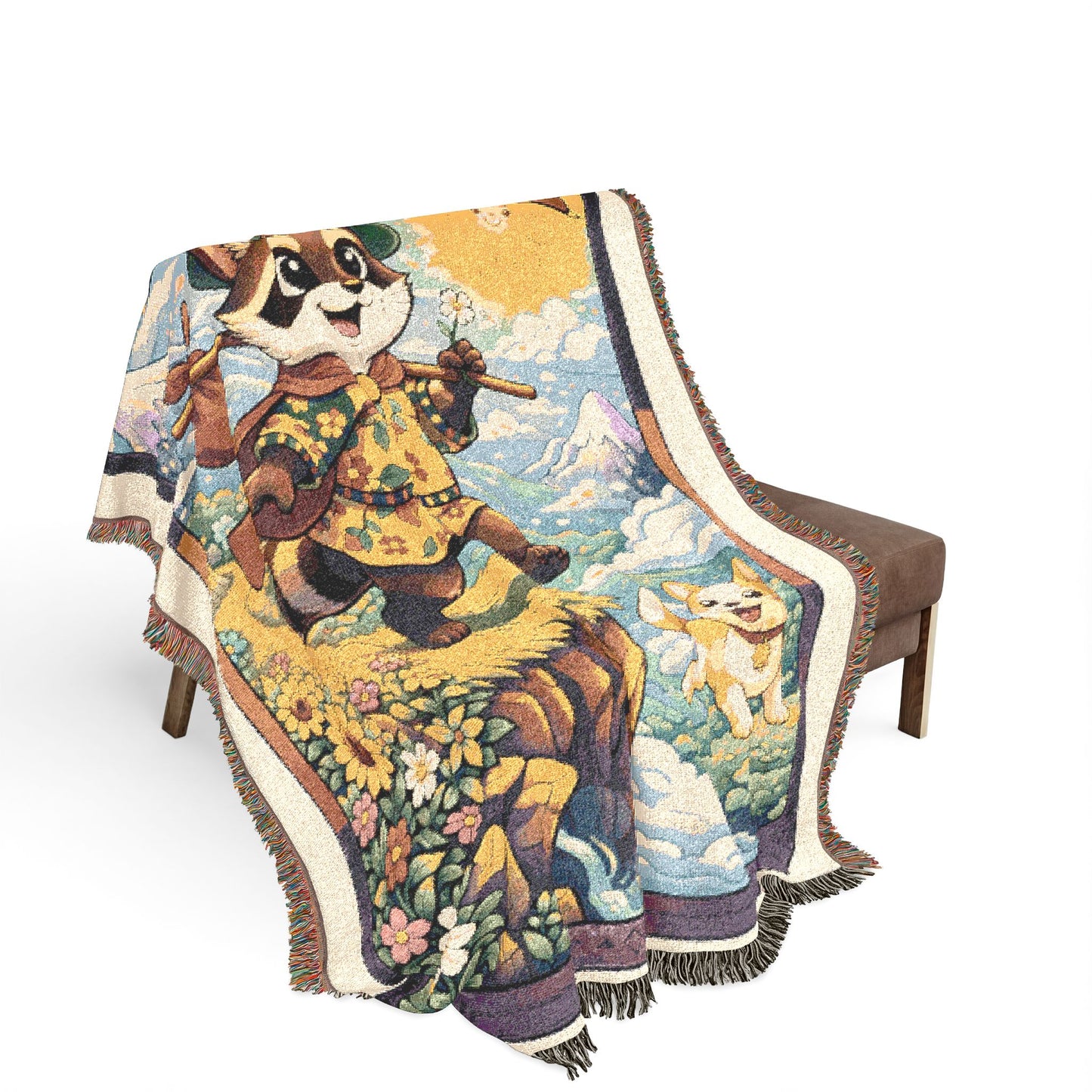 The Fool (Raccoon)Tarot Card Blanket/Throw - 100% Cotton