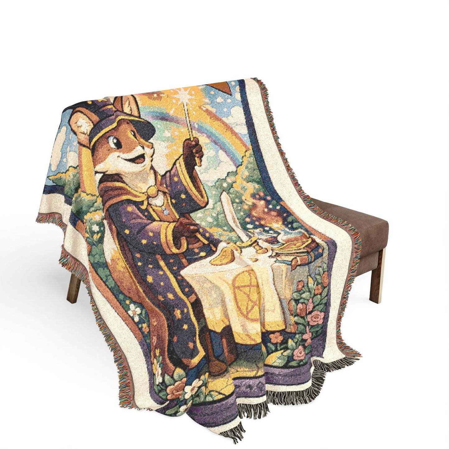 The Magician Tarot Card (Fox) Woven Blanket/Throw