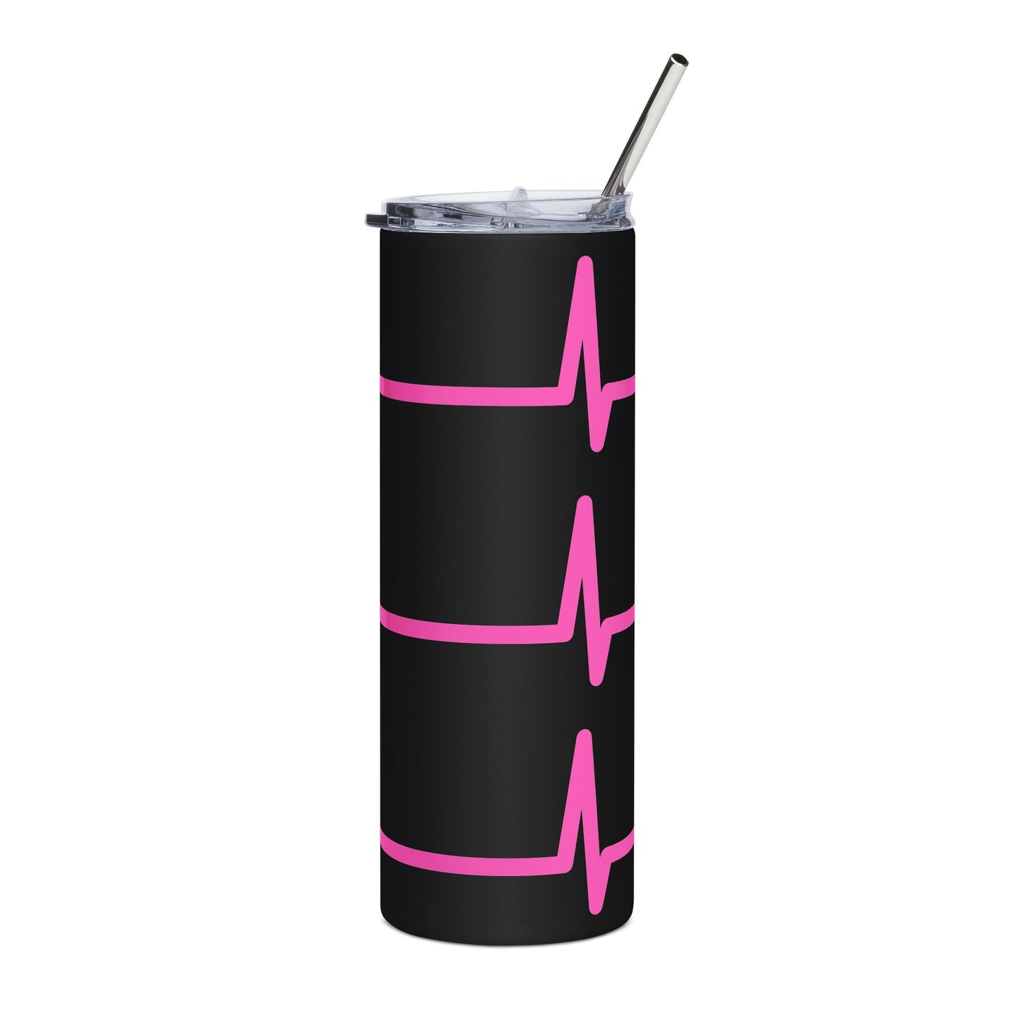 20oz Stainless Tumbler — Pink Heartbeat (Nurse / Doula / Caregiver)