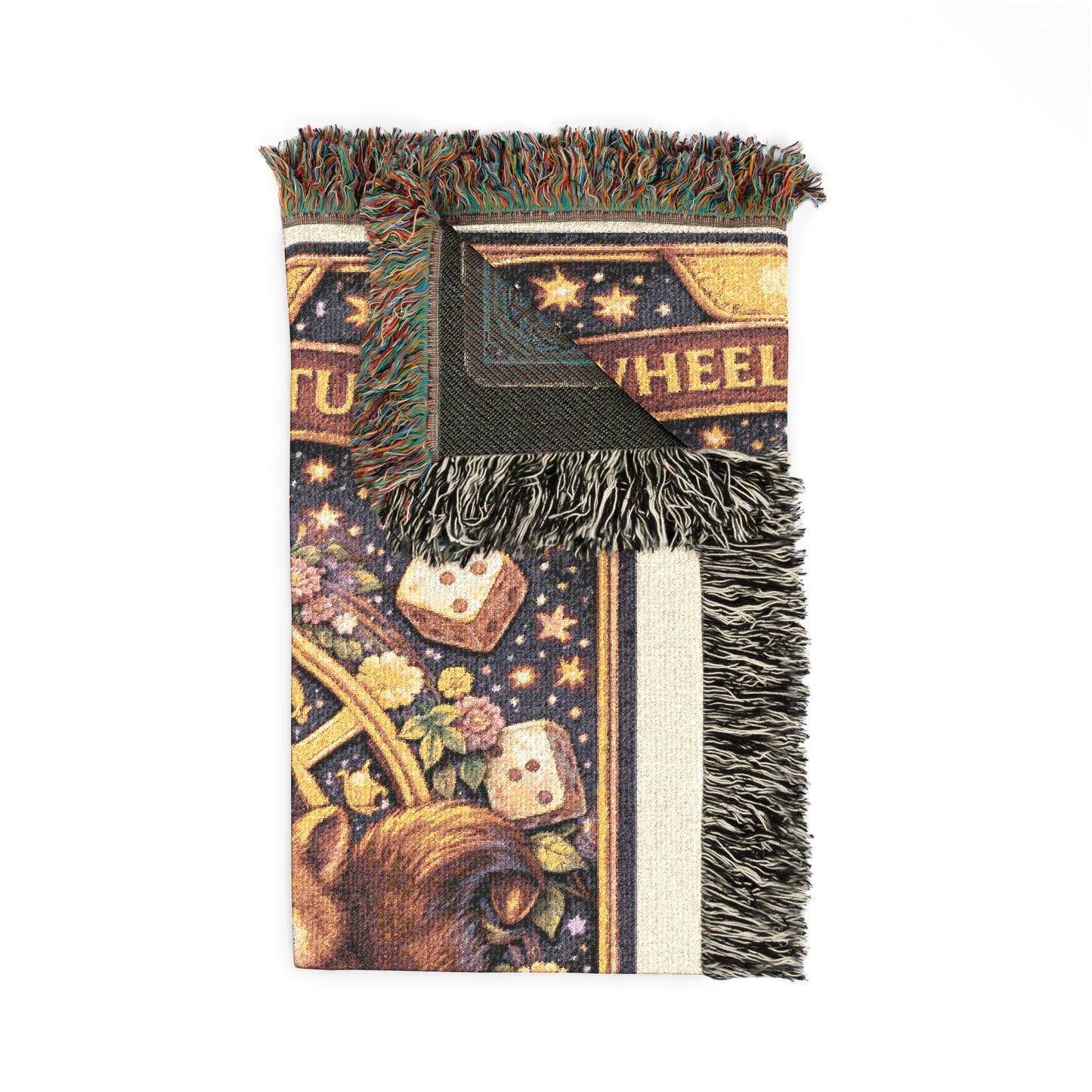 Wheel of Fortune Squirrel Tarot Card Woven Blanket/Throw - 100% Cotton