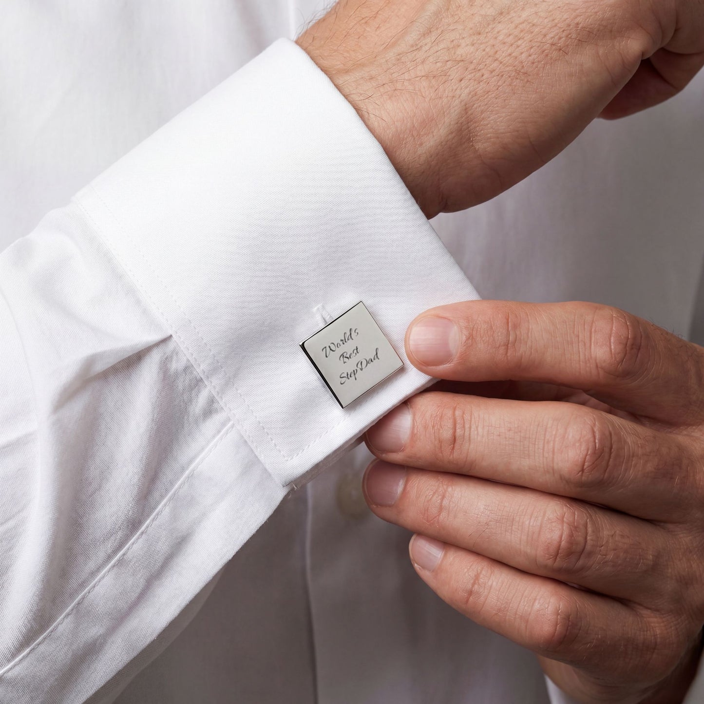 "World's Best StepDad" Cufflinks — Engraved Square Father's Day Gift | Wedding Gift