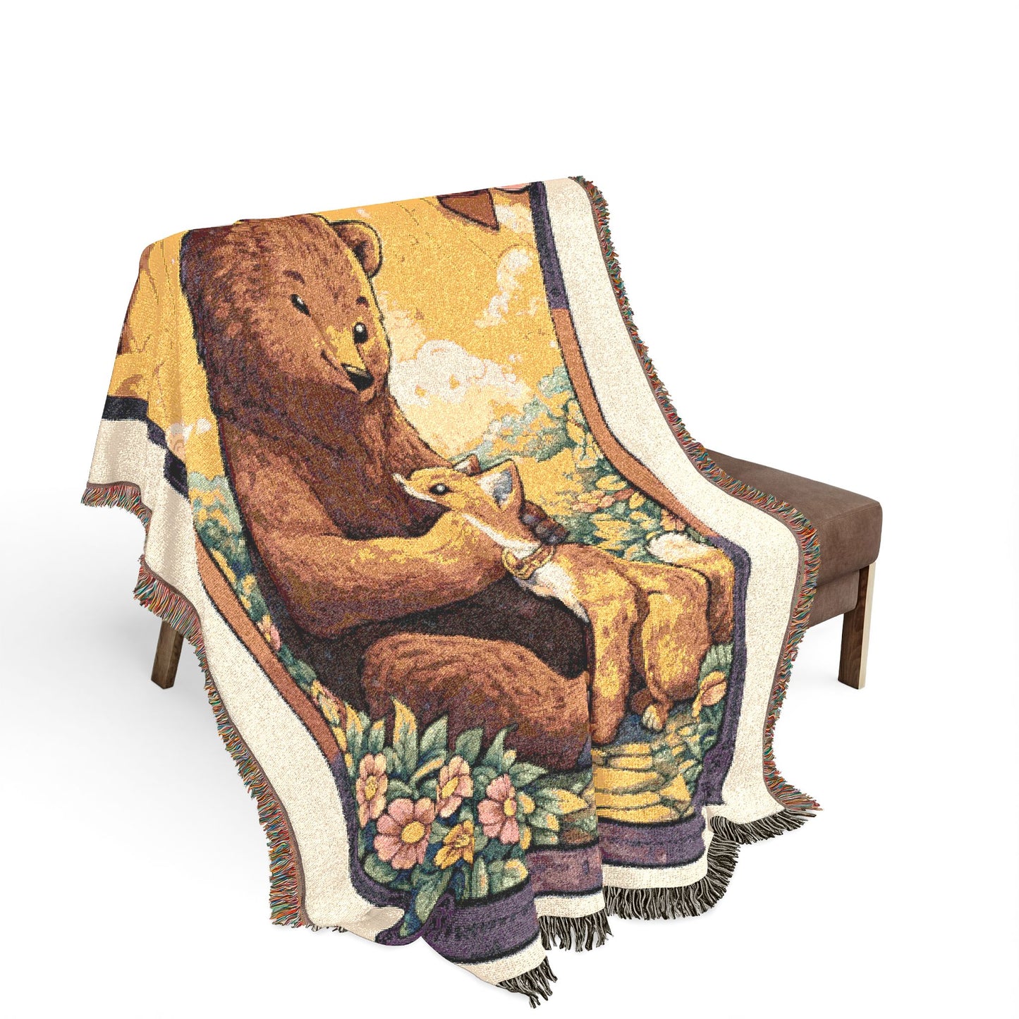 Strength Tarot Card (Bear) Woven Blanket/Tarot