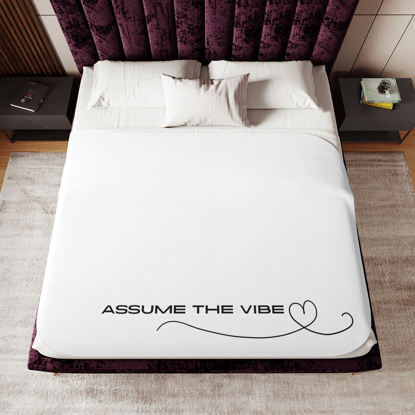 Assume The Vibe Sherpa Blanket — Reversible Two-Tone Cozy Throw