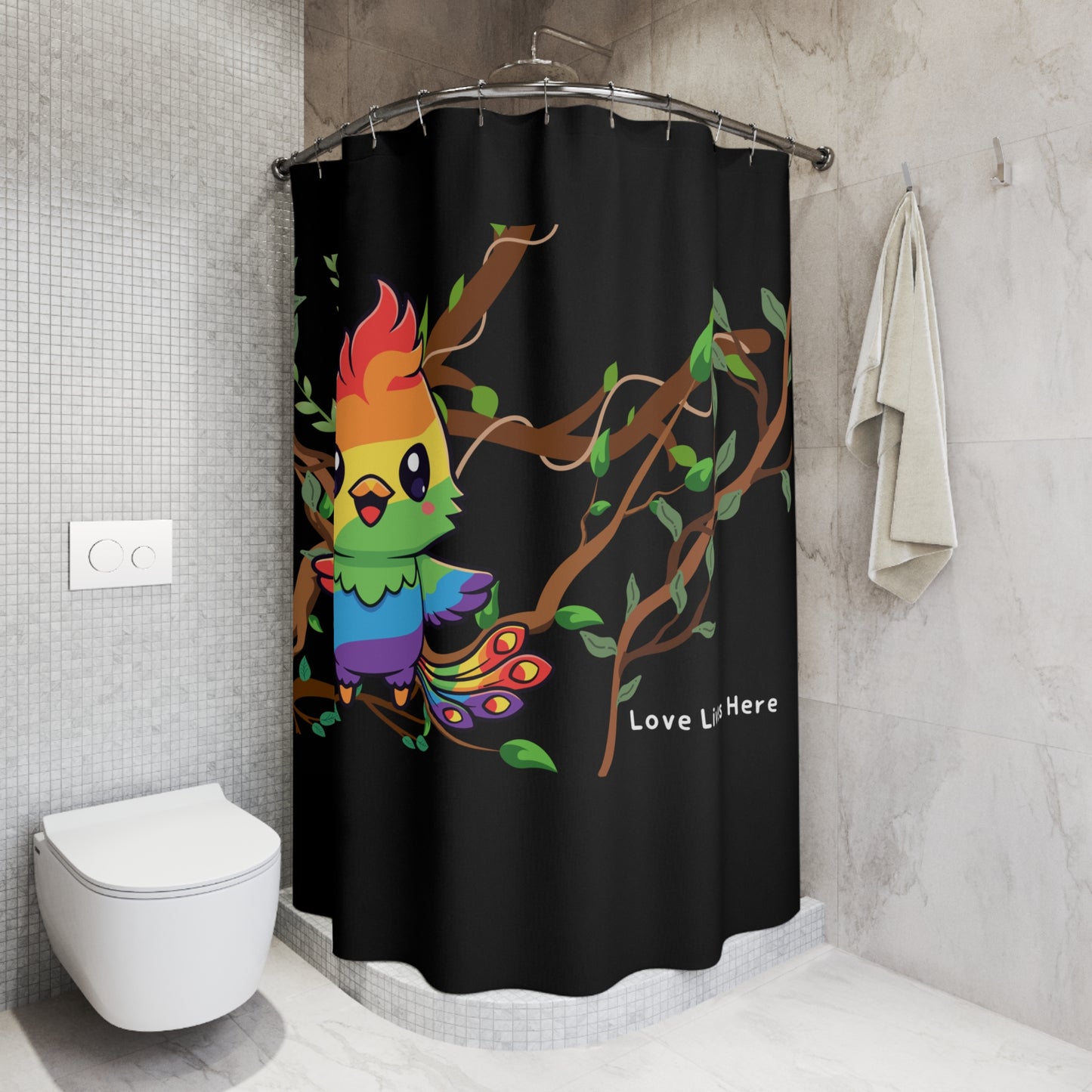 Rainbow Parrot Shower Curtain