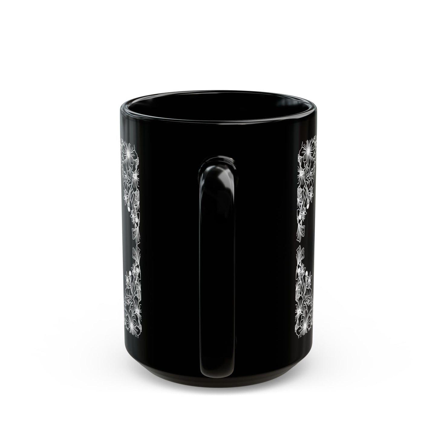 Affirmation Black Mug — 'All is well. I am safe.' Floral Inspirational Coffee Cup (11oz/15oz)