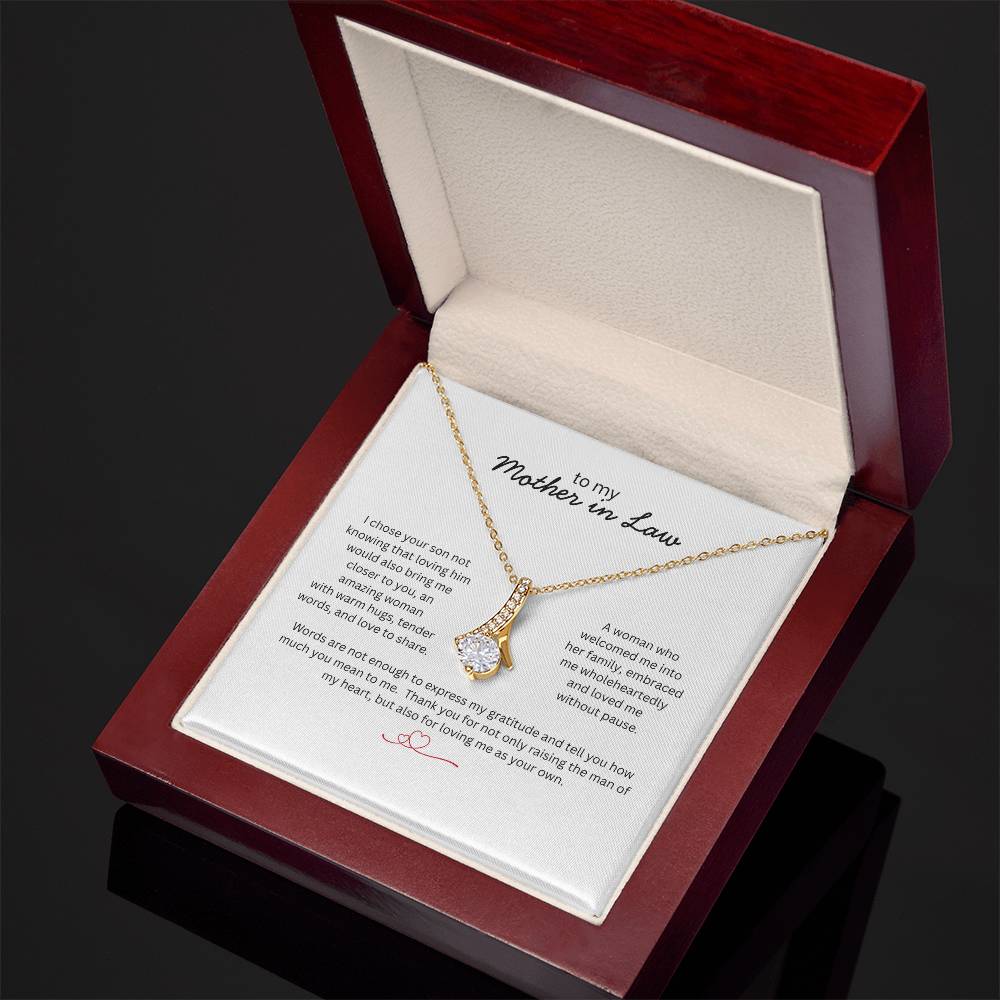 To My Mother in Law Necklace - Gift from Daughter in Law - Thank You Jewelry for MIL - Birthday Christmas Mothers Day Gift - Message Card