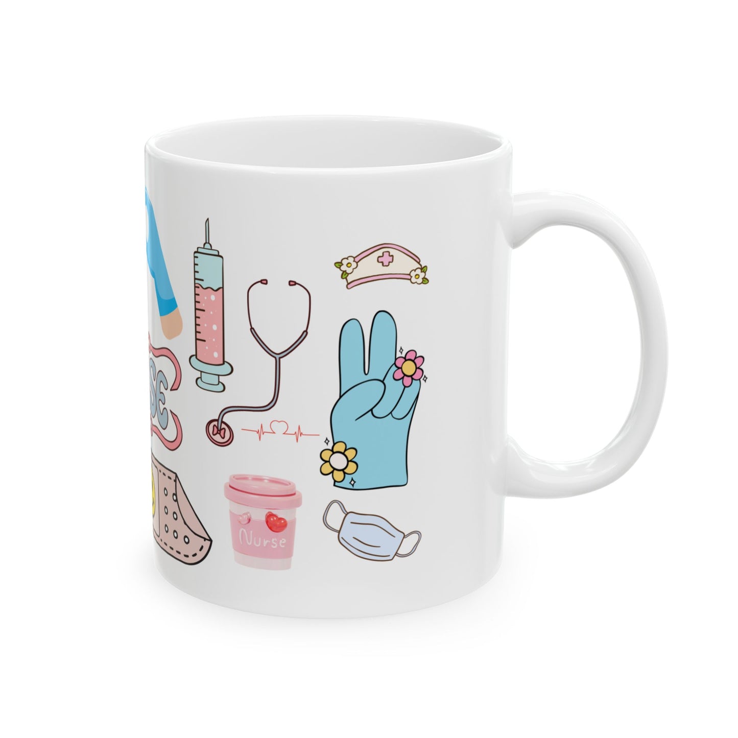 Nurse Doodle Ceramic Mug (11oz & 15oz) — Cute Medical Icons Gift