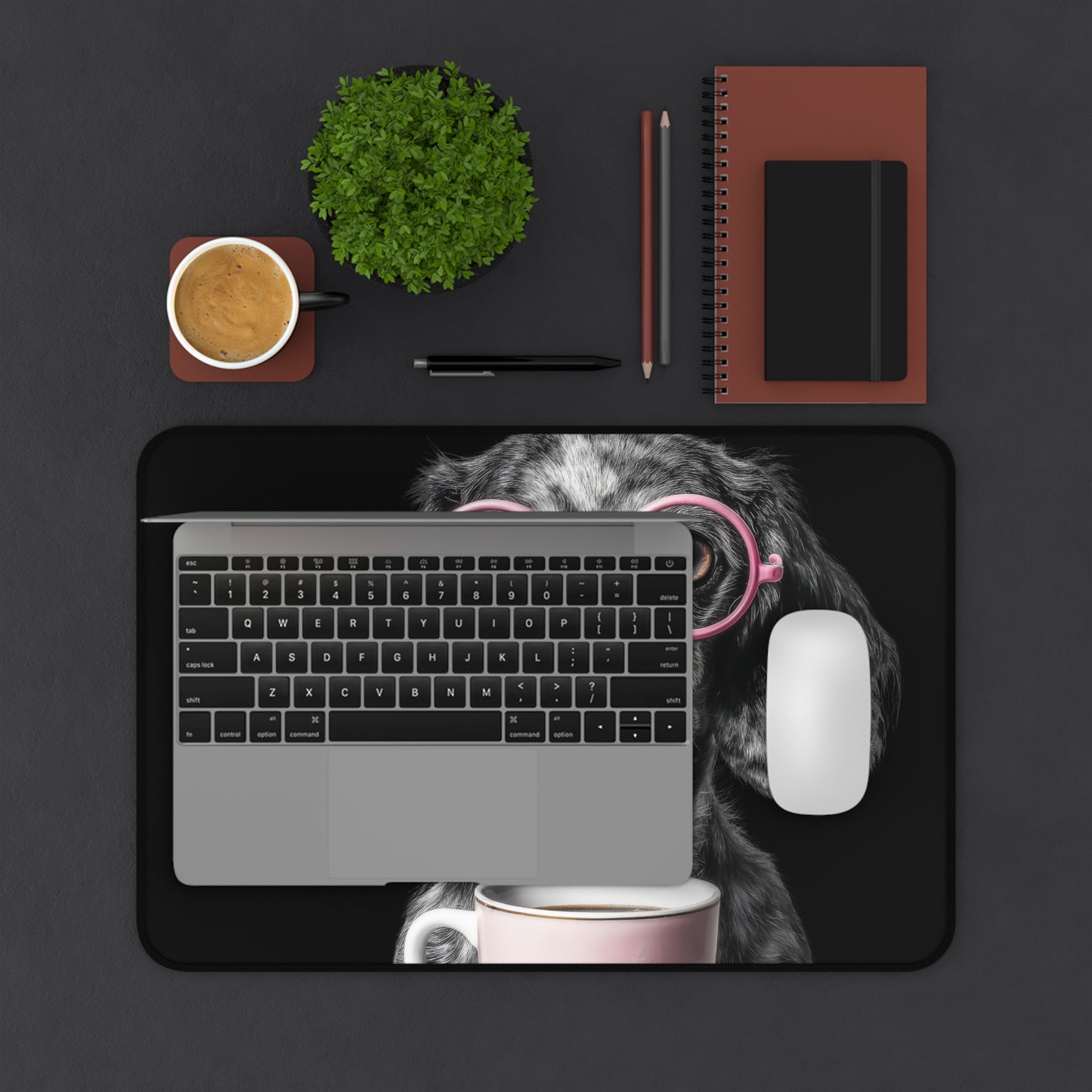 Dachshund with Pink Glasses Desk Mat/ Dog Mousepad