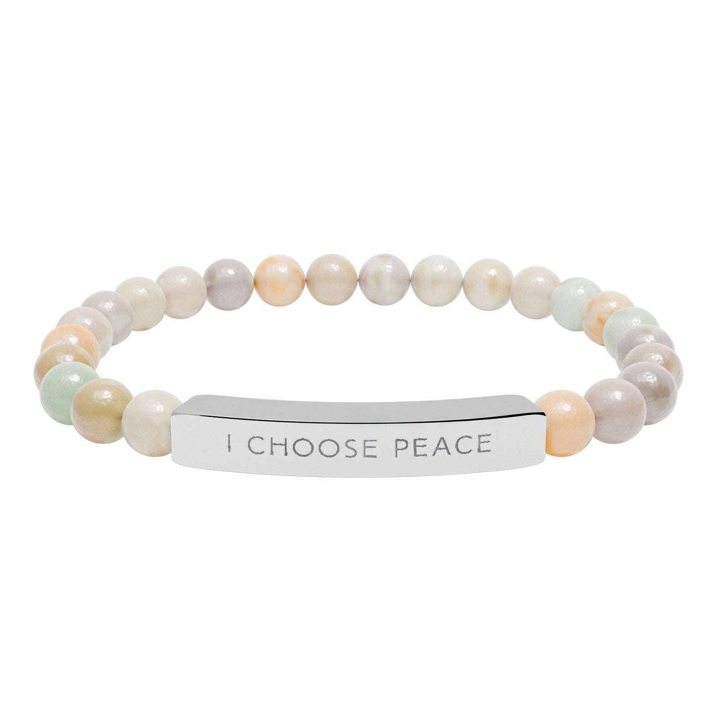 Engraved "I Choose Peace" Natural Stone Stretch Bracelet