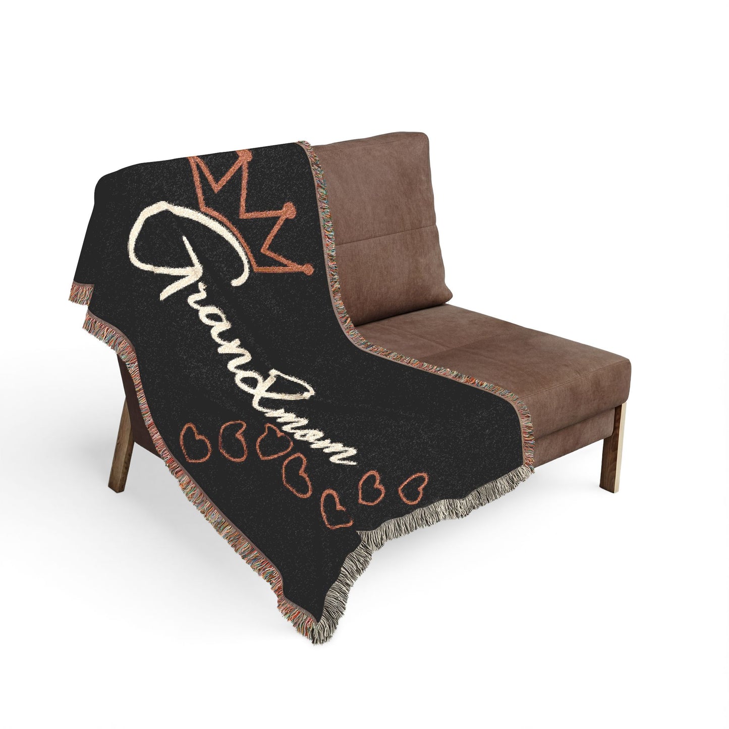 Grandmom Crown Woven Blanket/Throw with Hearts | Mother's Day Gift