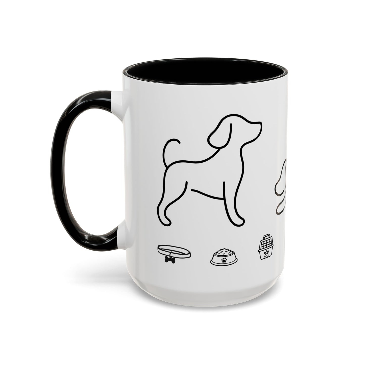 Dog Line Art Accent Coffee Mug — Minimal Paw & Pet Icons (11/15oz)