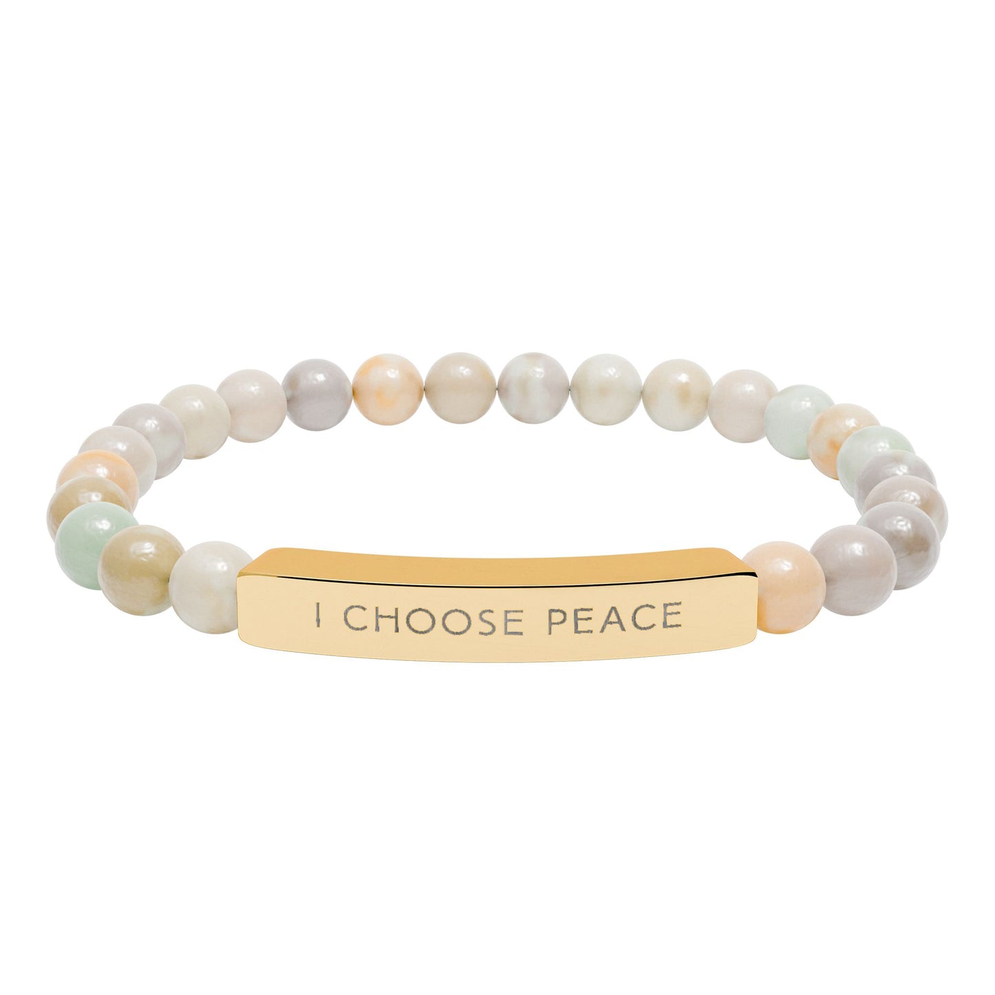 Engraved "I Choose Peace" Natural Stone Stretch Bracelet