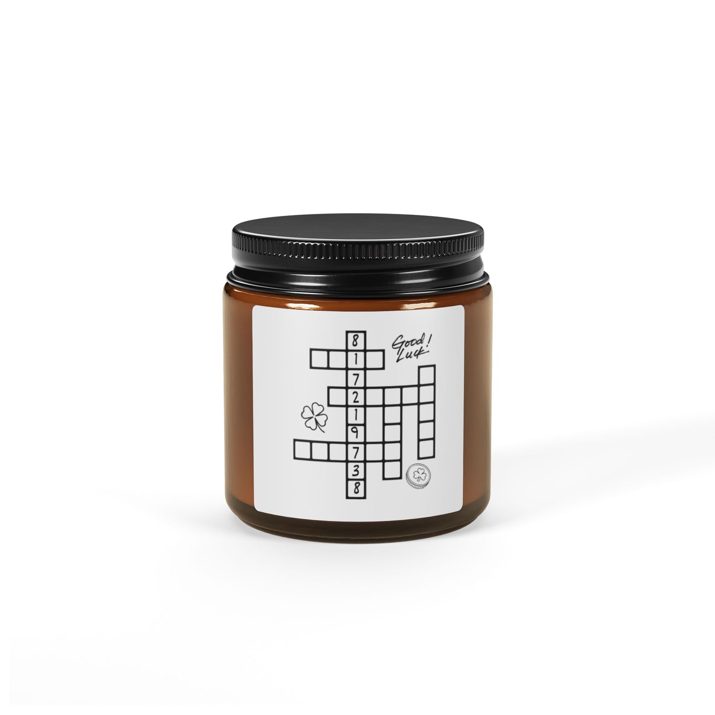 Grabovoi Puzzle "Good Luck" Soy Candle — Amber Jar