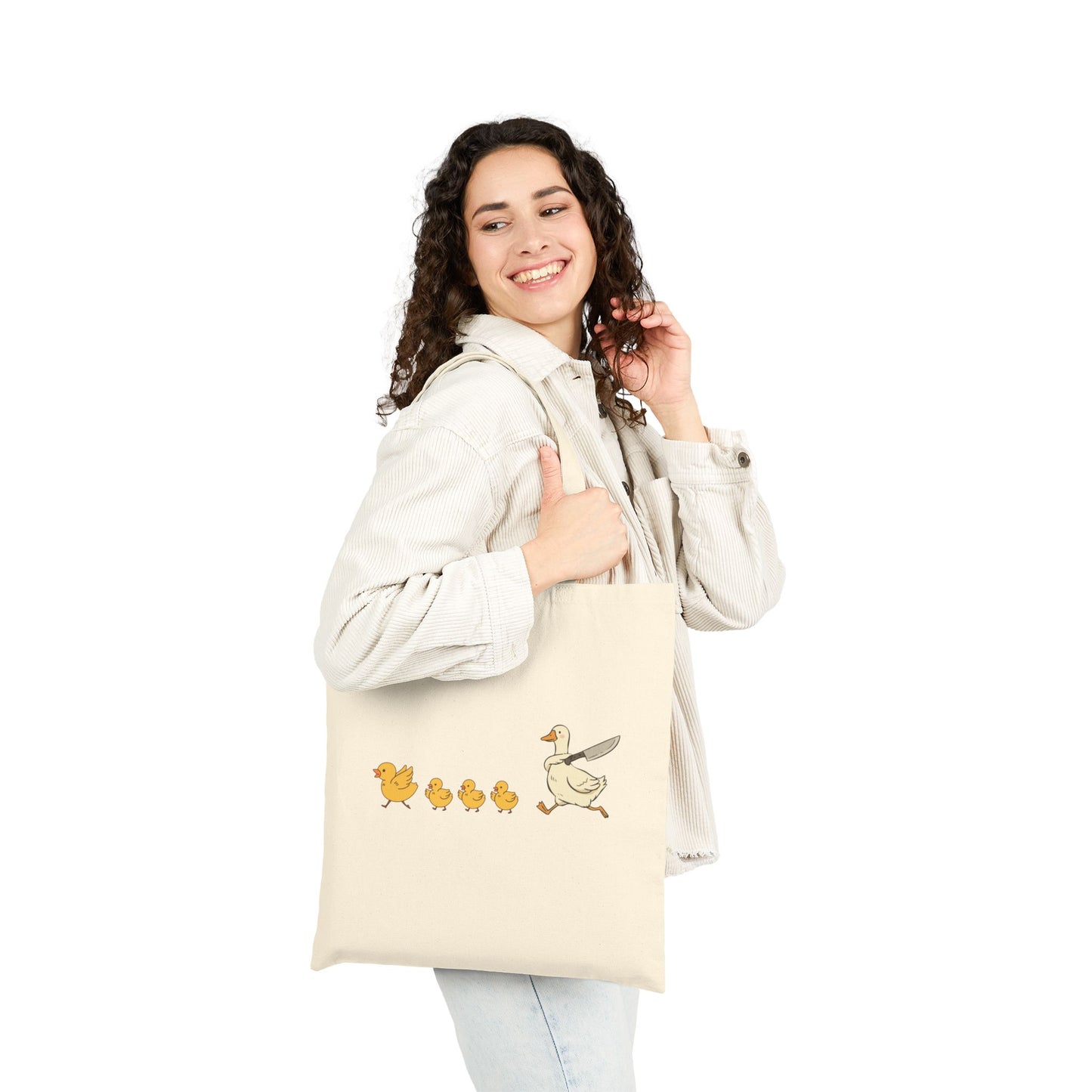 Duck Mom & Chicks Canvas Tote Bag