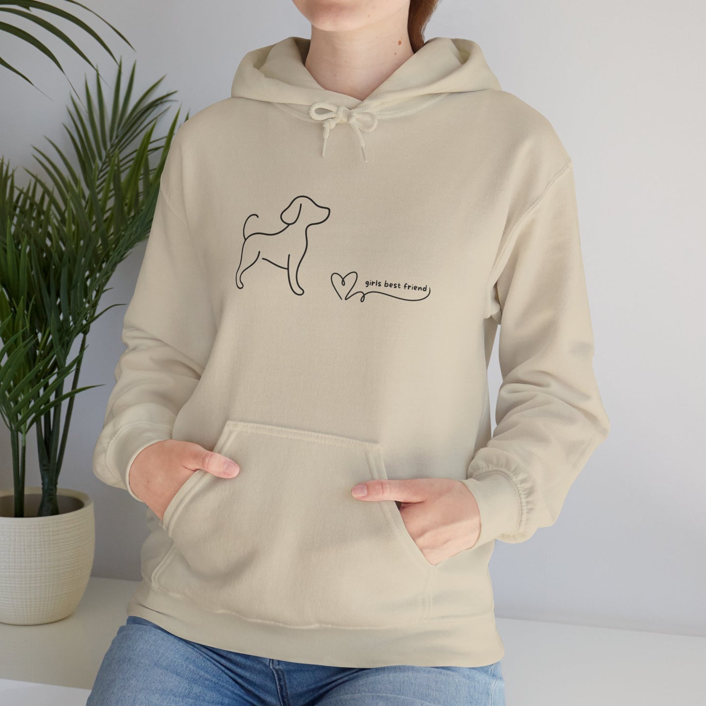 Dog Line Art Hoodie – 'Girls Best Friend' Minimalist Pet Lover Sweatshirt