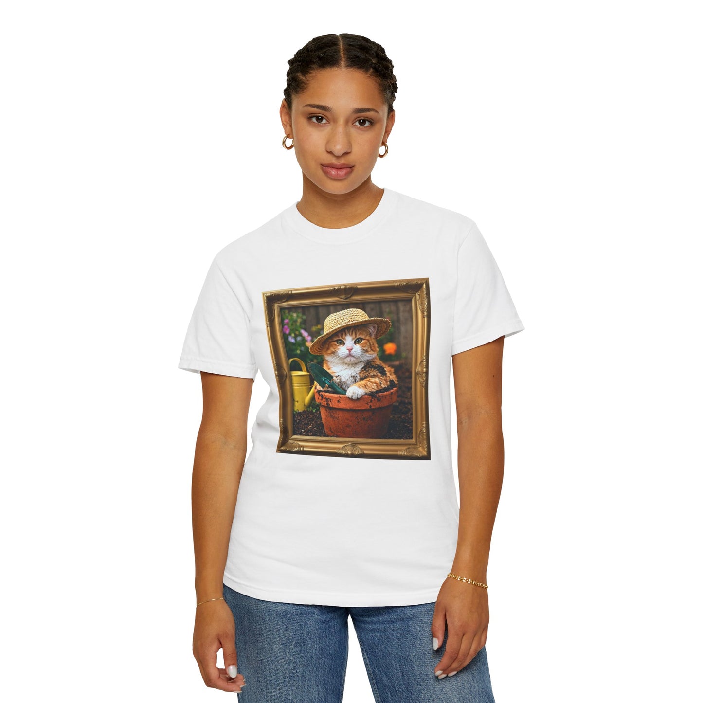 Cat in a Flower Pot Gardening Graphic T-Shirt