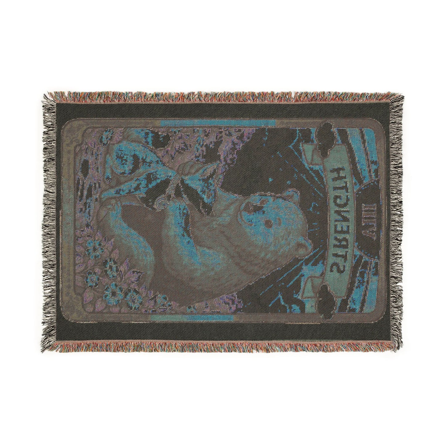 Strength Tarot Card (Bear) Woven Blanket/Tarot