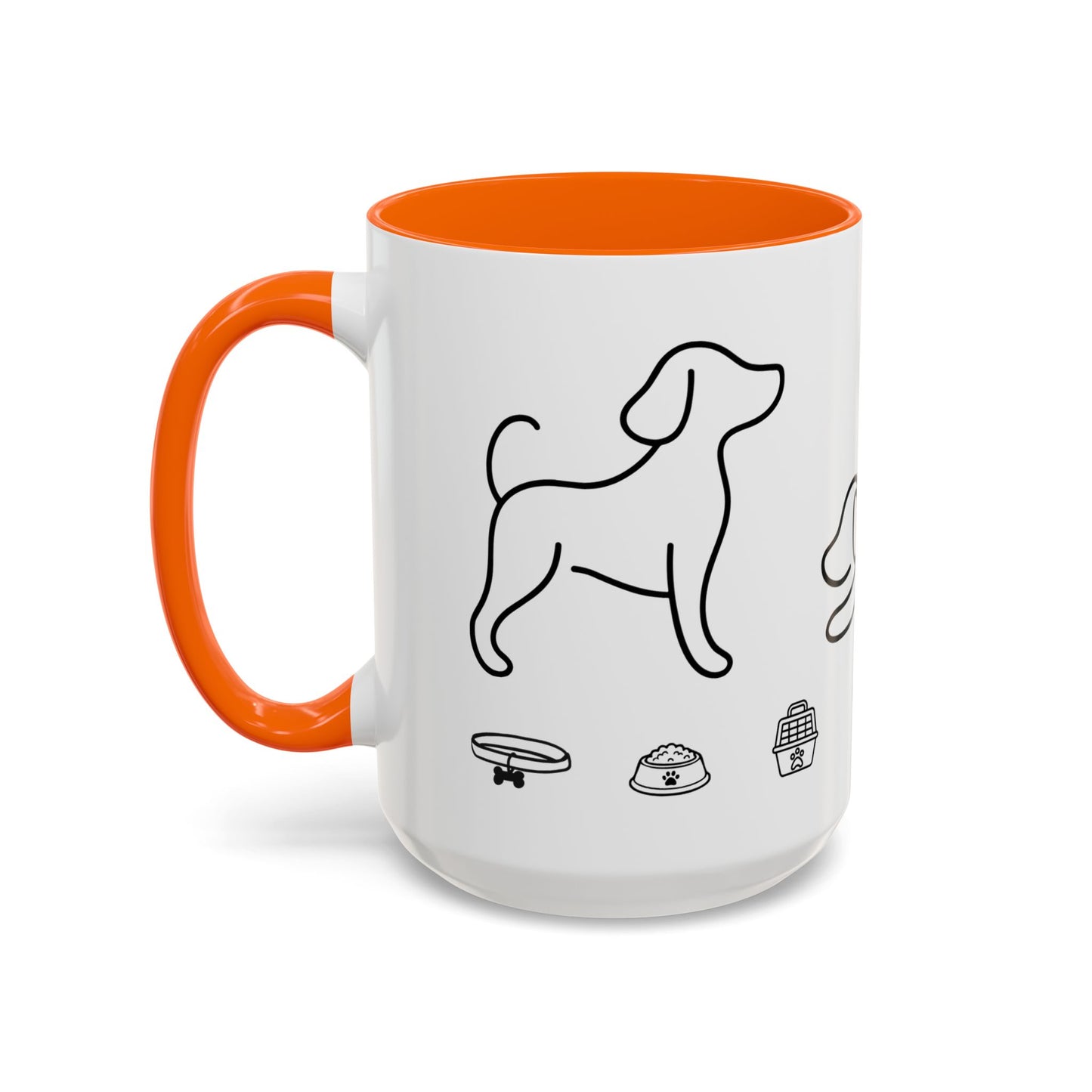 Dog Line Art Accent Coffee Mug — Minimal Paw & Pet Icons (11/15oz)