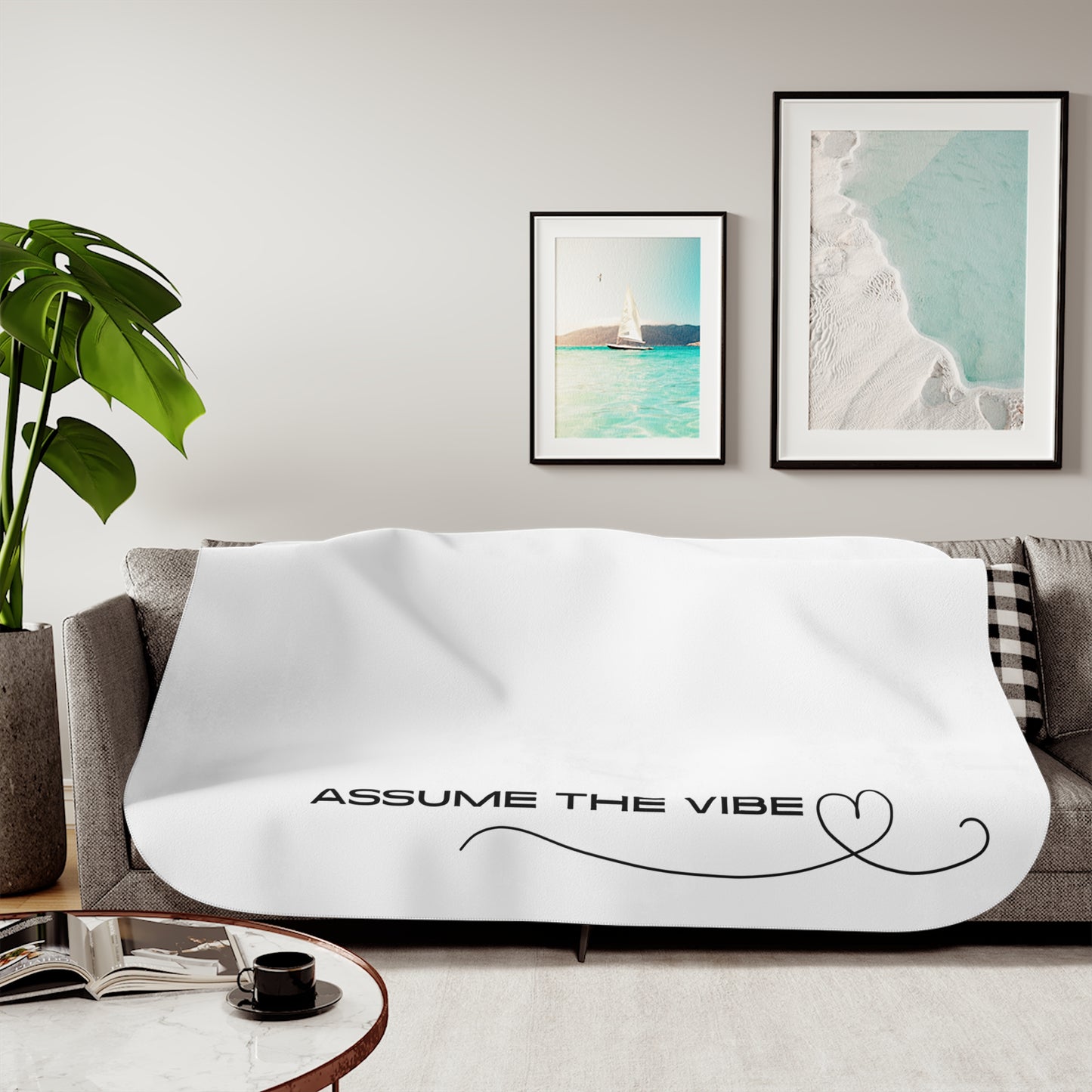 Assume The Vibe Sherpa Blanket — Reversible Two-Tone Cozy Throw
