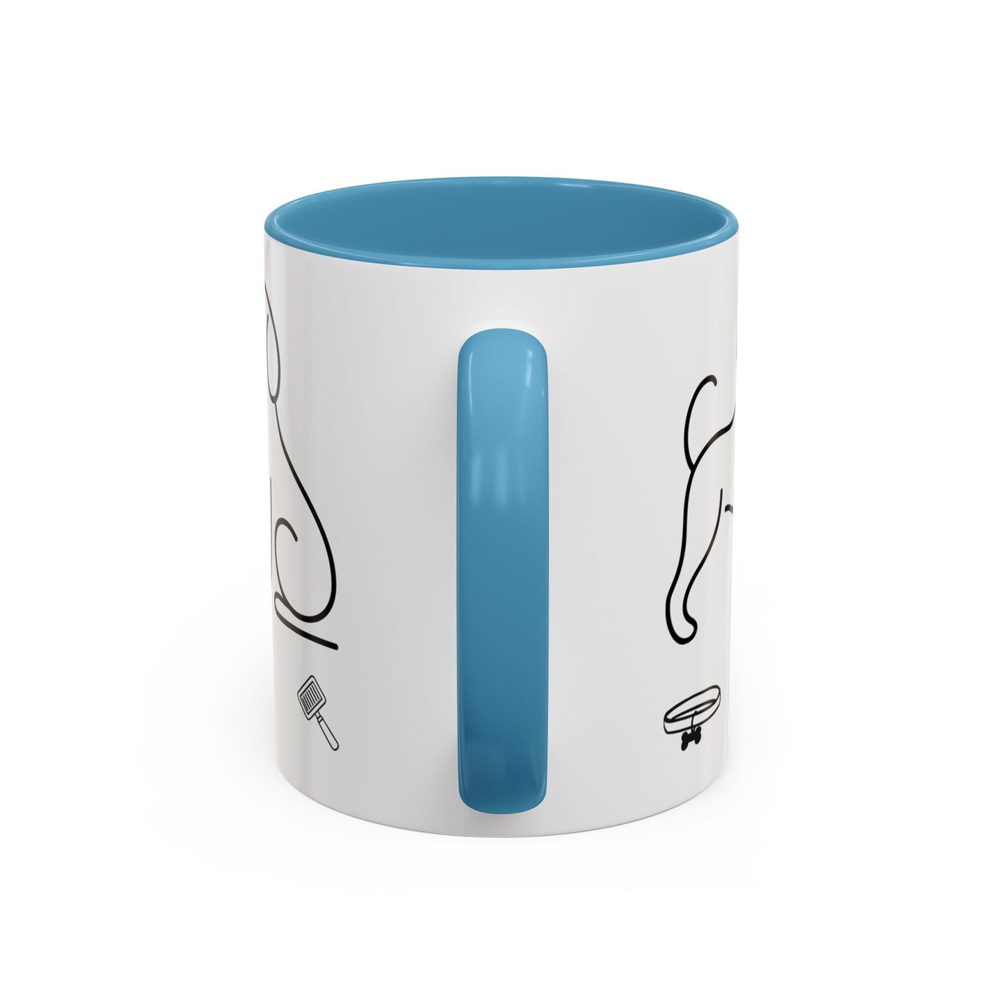 Dog Line Art Accent Coffee Mug — Minimal Paw & Pet Icons (11/15oz)