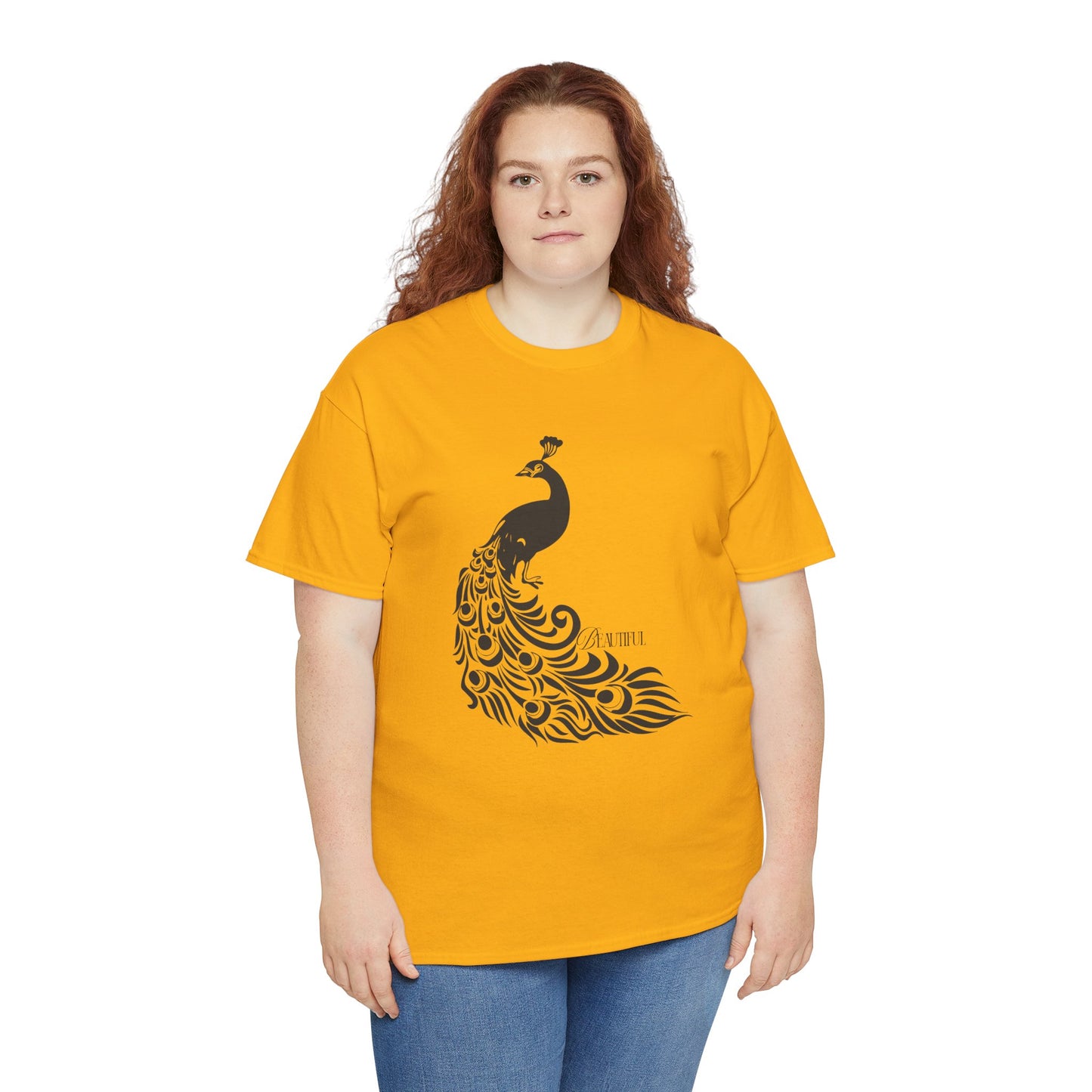 Peacock Black Feather Graphic T-Shirt