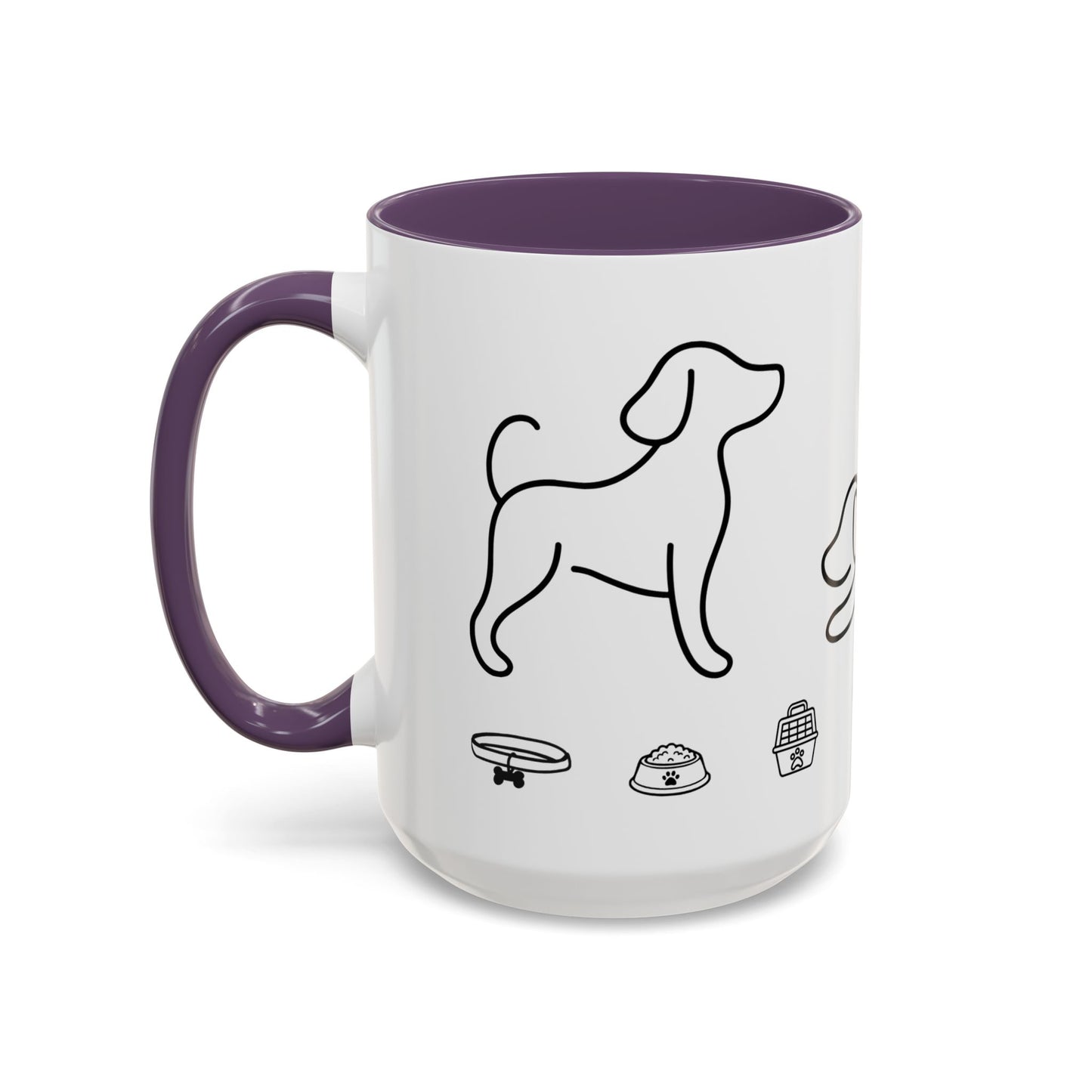 Dog Line Art Accent Coffee Mug — Minimal Paw & Pet Icons (11/15oz)