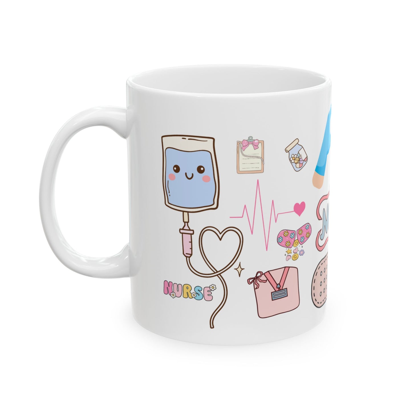 Nurse Doodle Ceramic Mug (11oz & 15oz) — Cute Medical Icons Gift