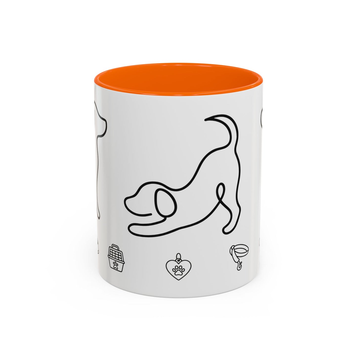Dog Line Art Accent Coffee Mug — Minimal Paw & Pet Icons (11/15oz)