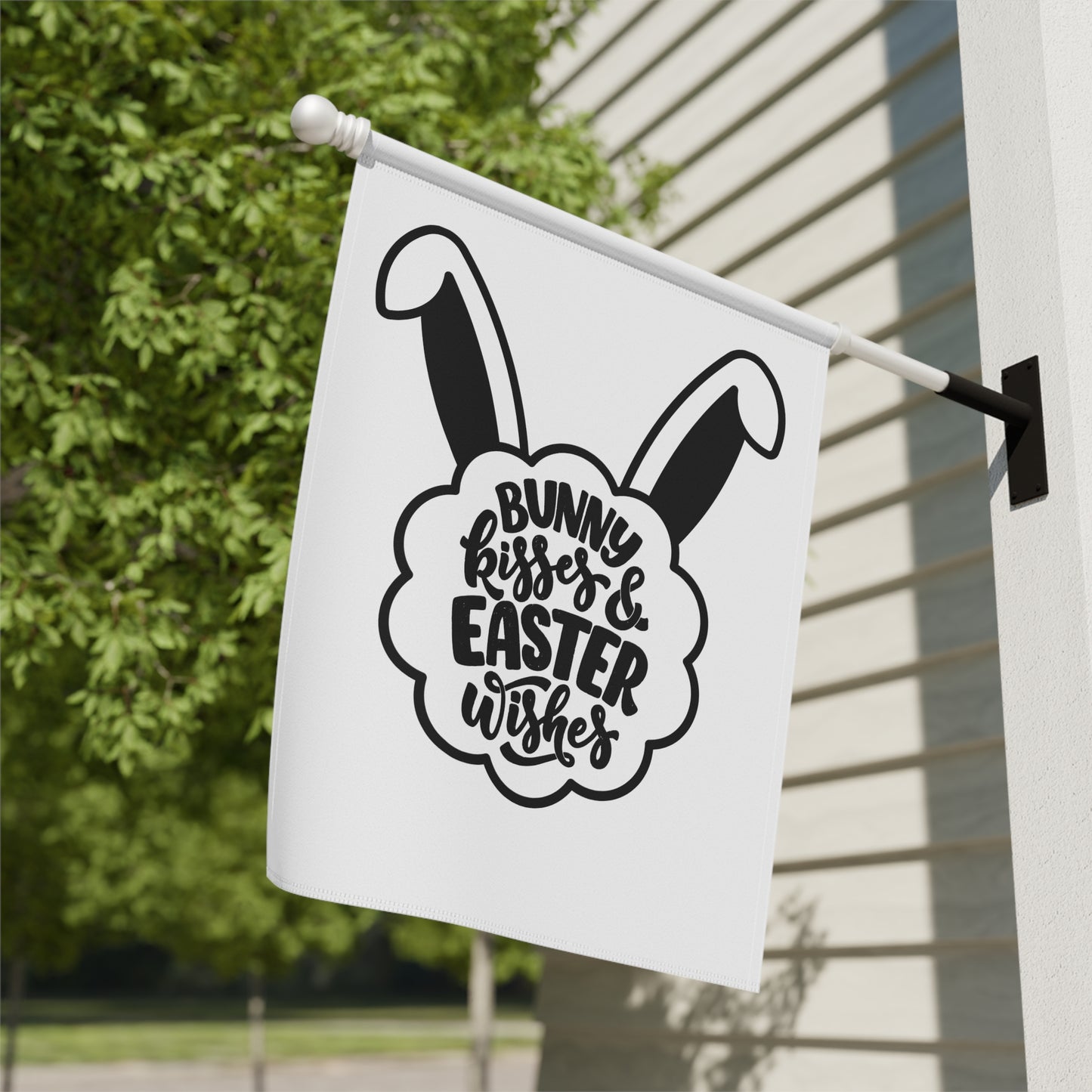 Easter Garden Flag - "Bunny Kisses & Easter Wishes" House Banner