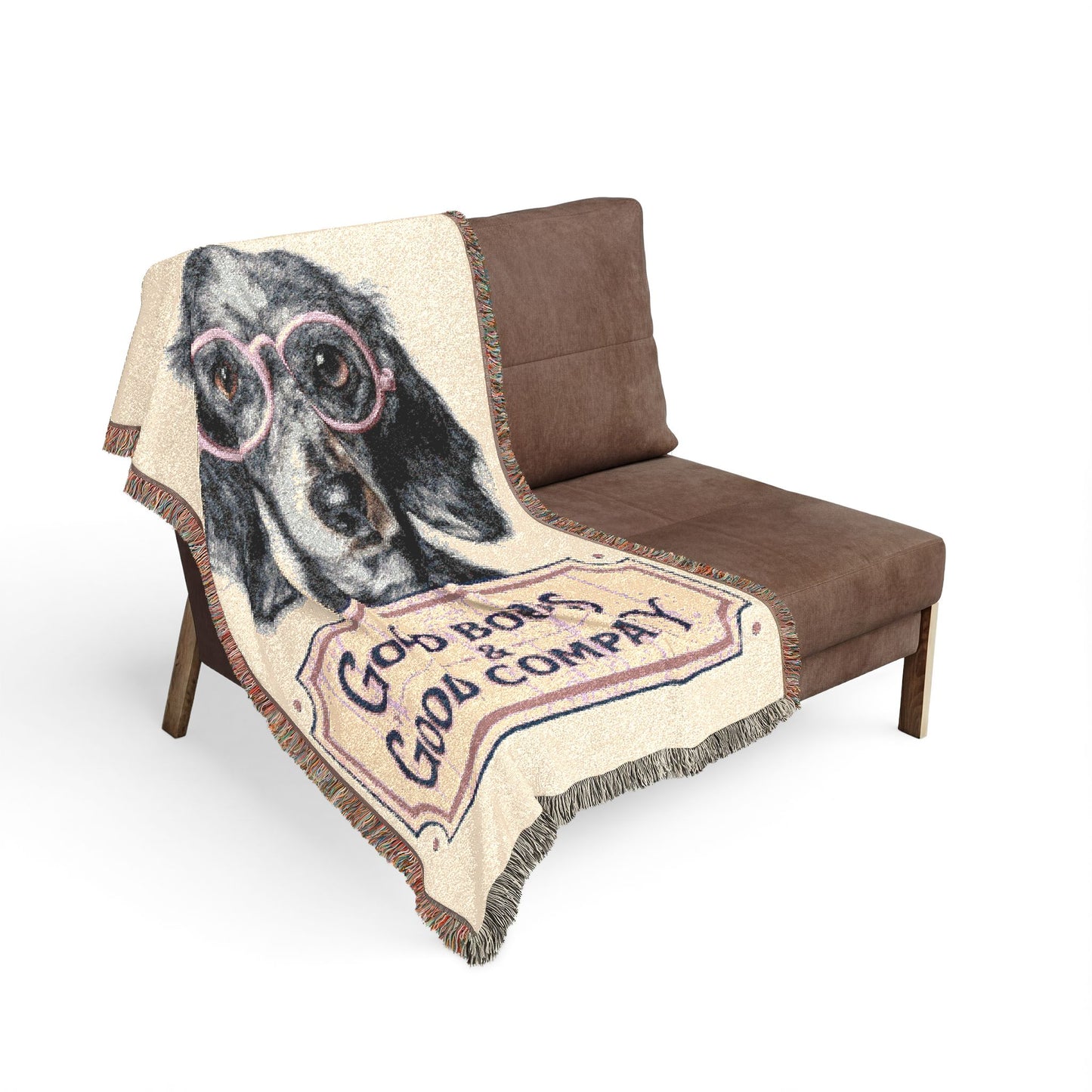 Woven Blanket — 'Good Books & Good Company' Dog Throw