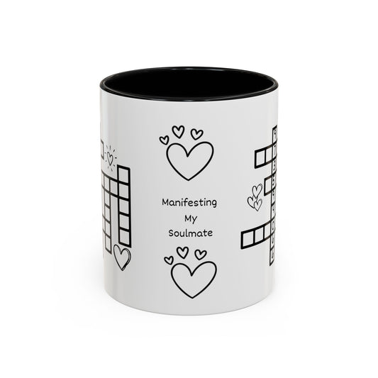 Manifesting My Soulmate Coffee Mug — Crossword Accent Mug (11oz)