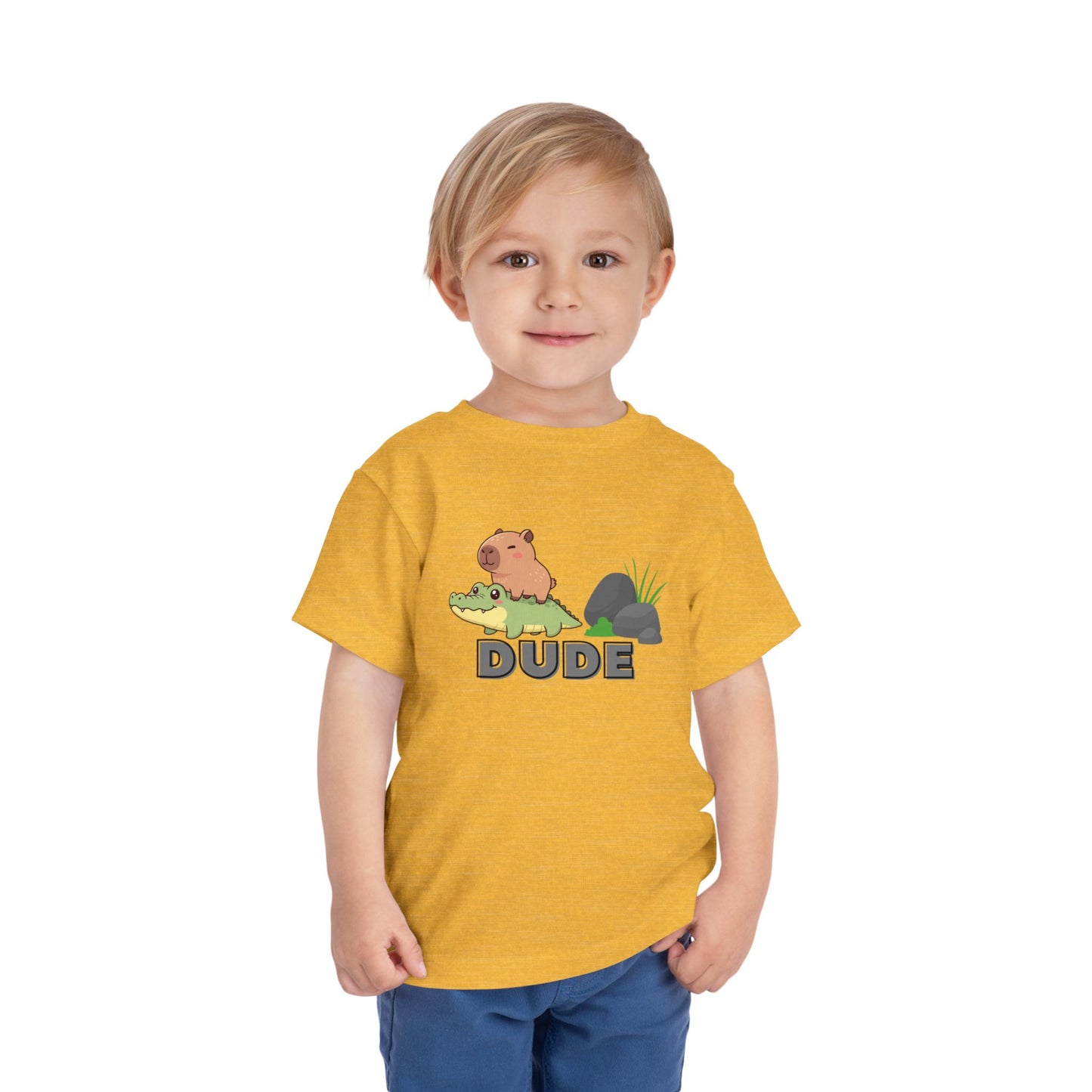 Capybara on Crocodile "DUDE" Toddler Graphic T-Shirt