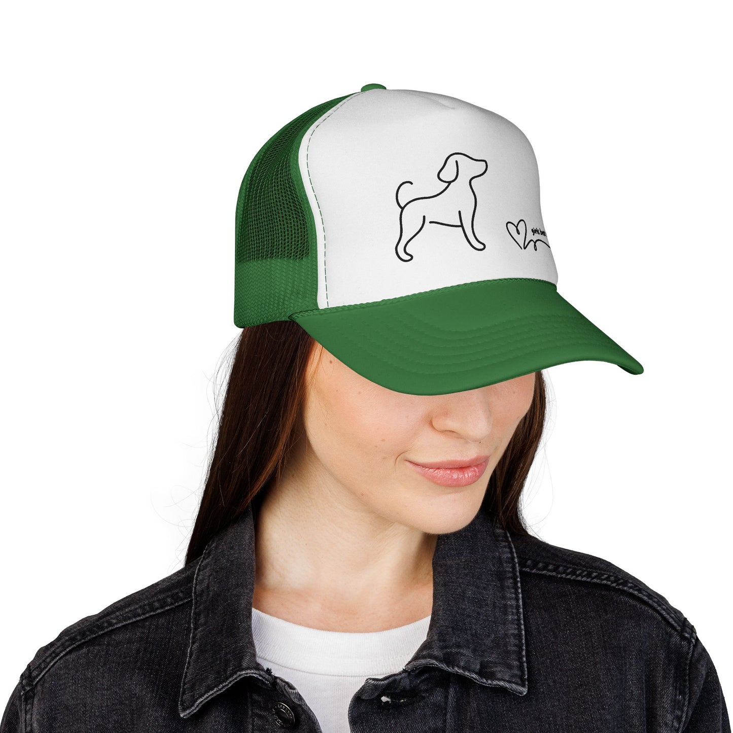 Dog Lover Trucker Cap — "Girl's Best Friend" Minimal Line Art Hat