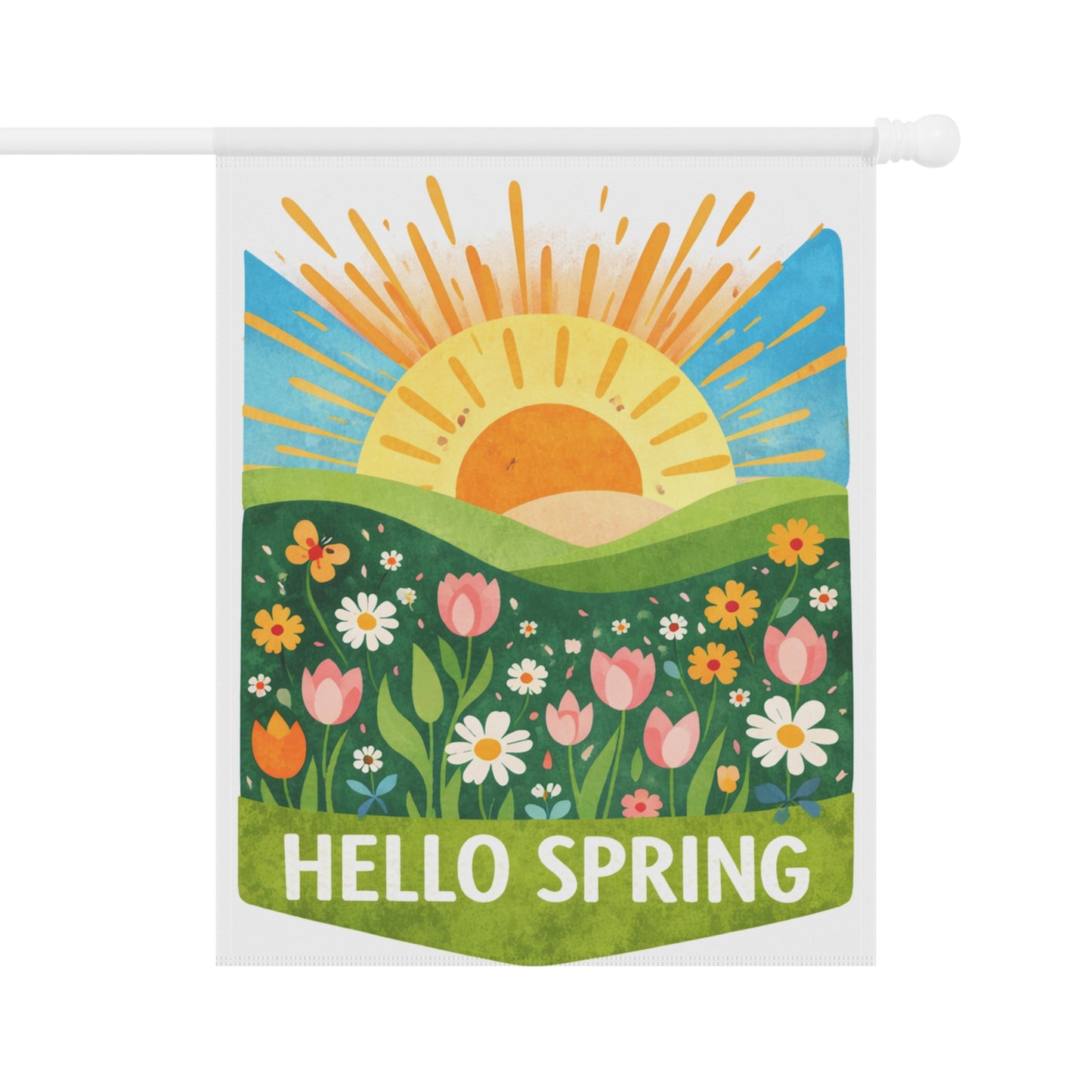 Hello Spring Garden Flag/House Banner