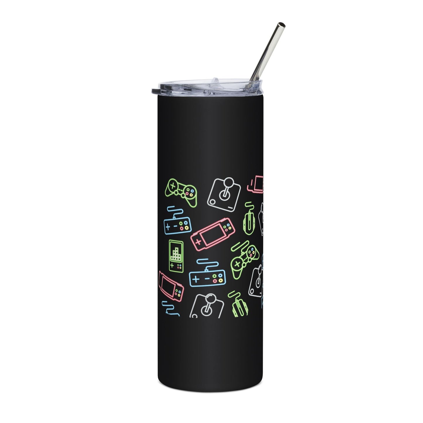 Gamer 20oz Stainless Steel Tumbler — Neon Gaming Design