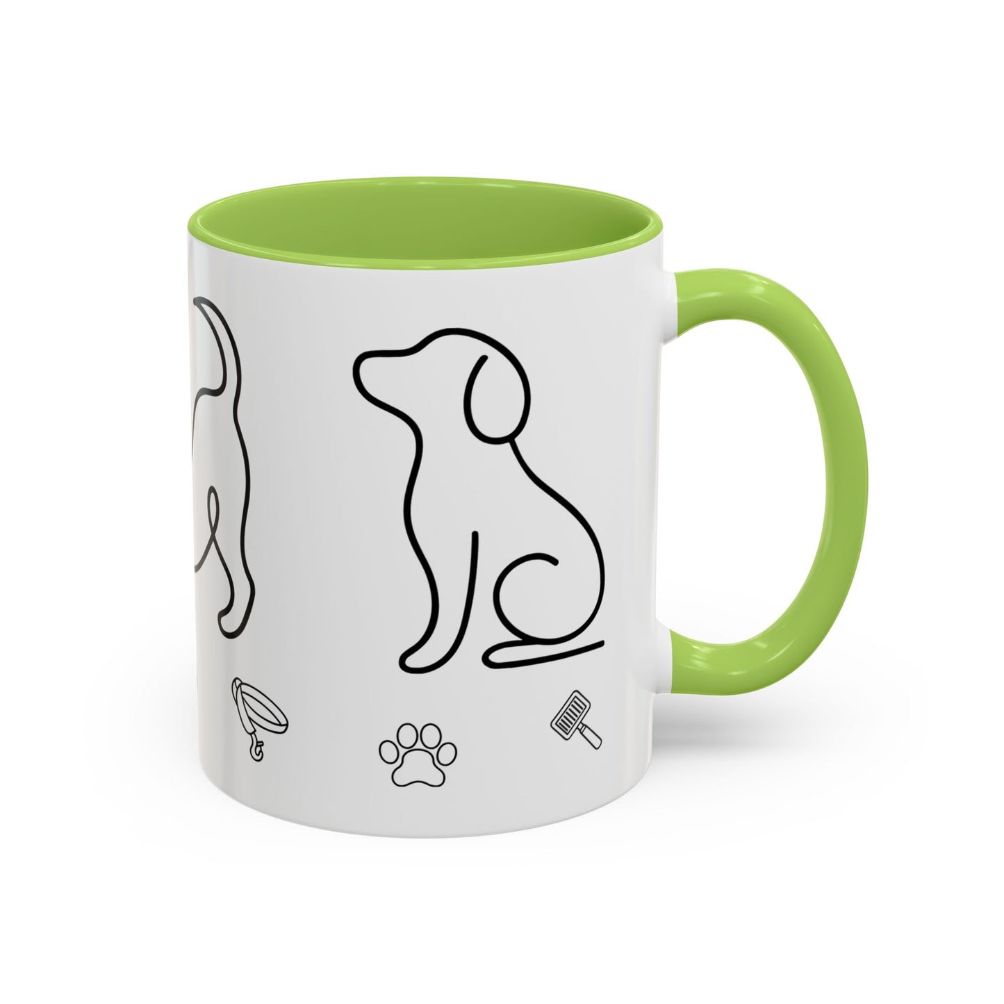 Dog Line Art Accent Coffee Mug — Minimal Paw & Pet Icons (11/15oz)