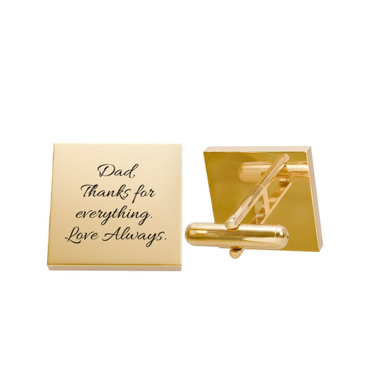 Engraved Gold Square Cufflinks — "Dad, Thanks for Everything." | Father's Day Gift | Wedding Gift