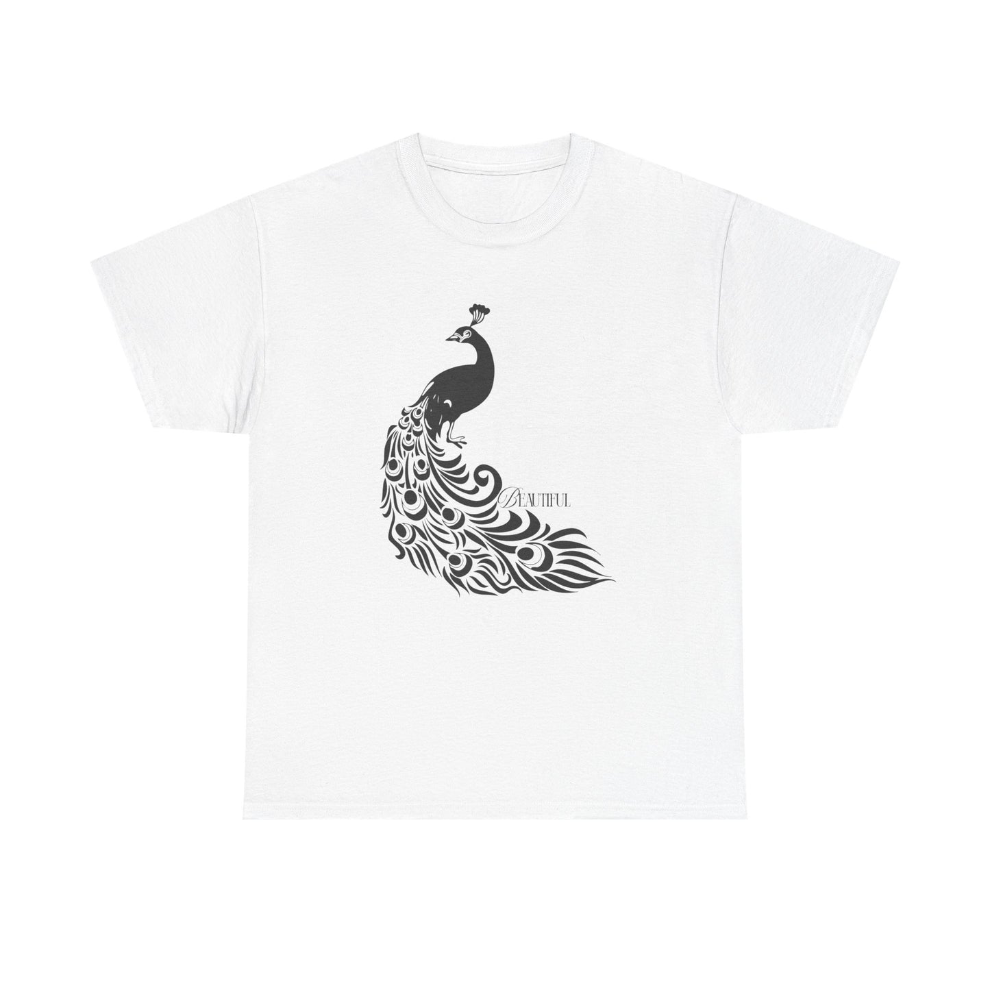 Peacock Black Feather Graphic T-Shirt