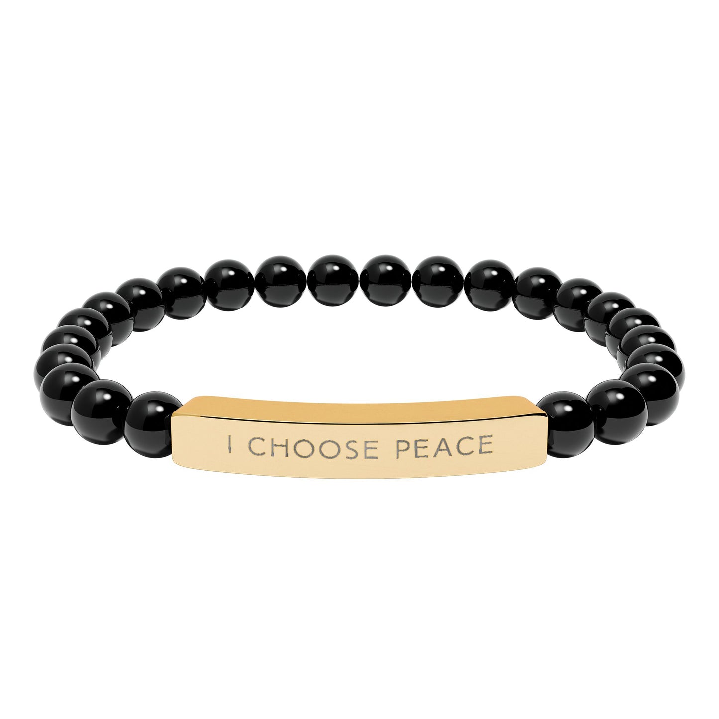 Engraved "I Choose Peace" Natural Stone Stretch Bracelet