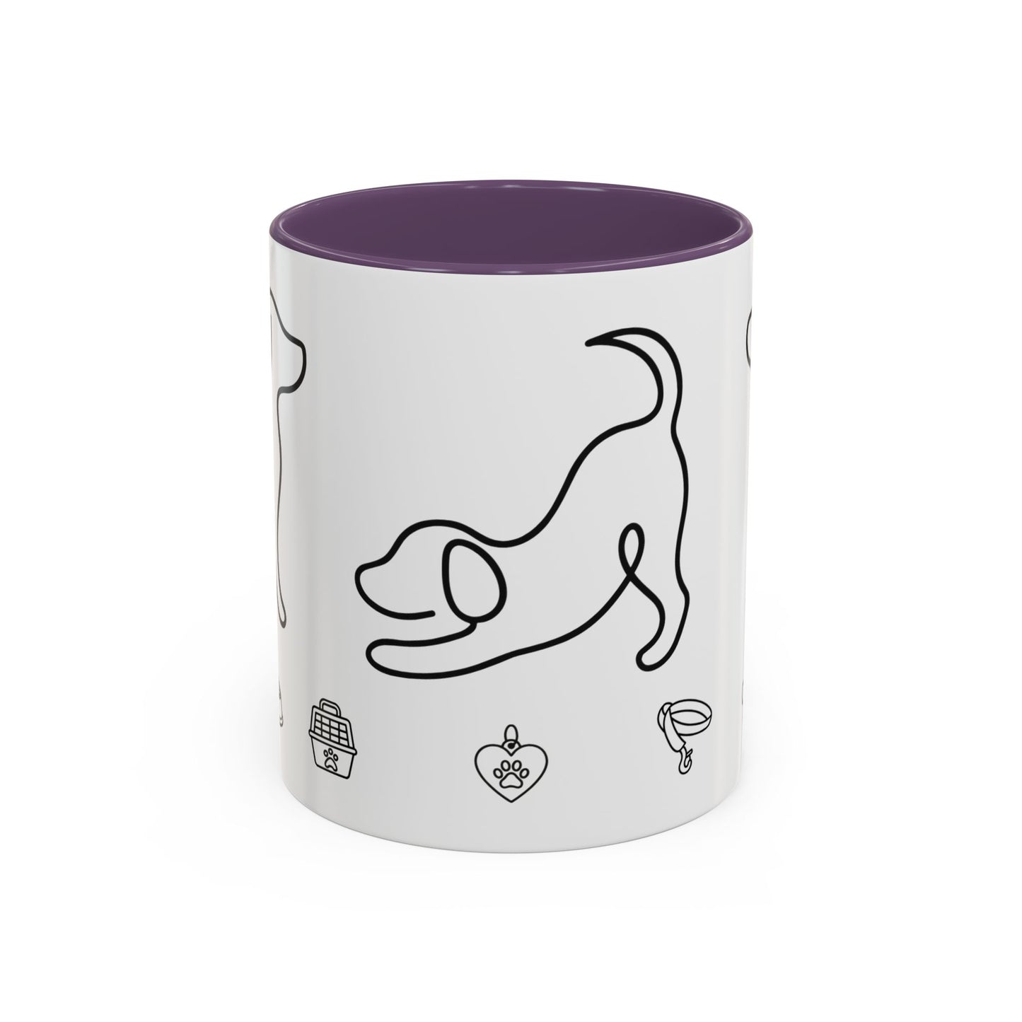 Dog Line Art Accent Coffee Mug — Minimal Paw & Pet Icons (11/15oz)