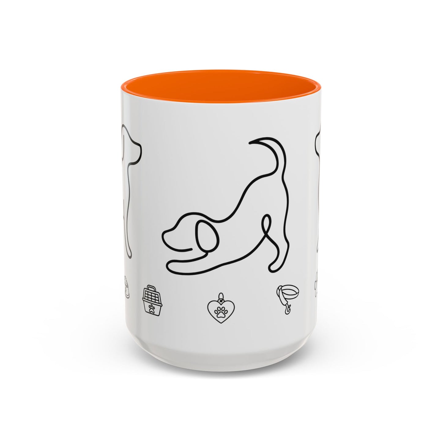 Dog Line Art Accent Coffee Mug — Minimal Paw & Pet Icons (11/15oz)