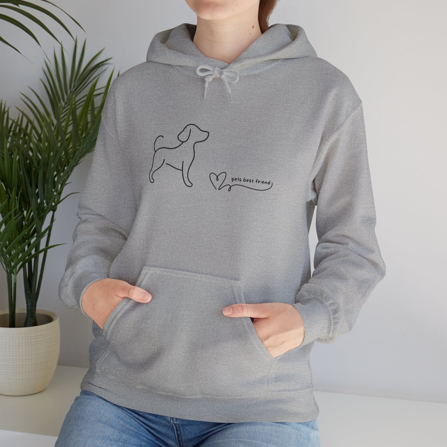 Dog Line Art Hoodie – 'Girls Best Friend' Minimalist Pet Lover Sweatshirt