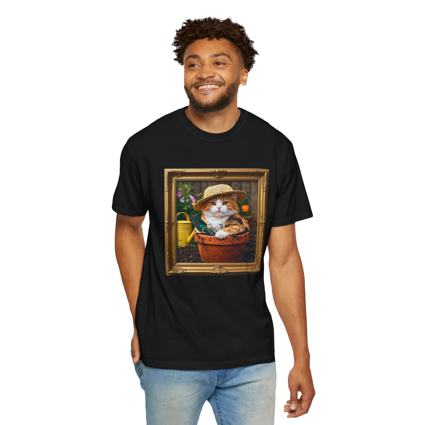 Cat in a Flower Pot Gardening Graphic T-Shirt