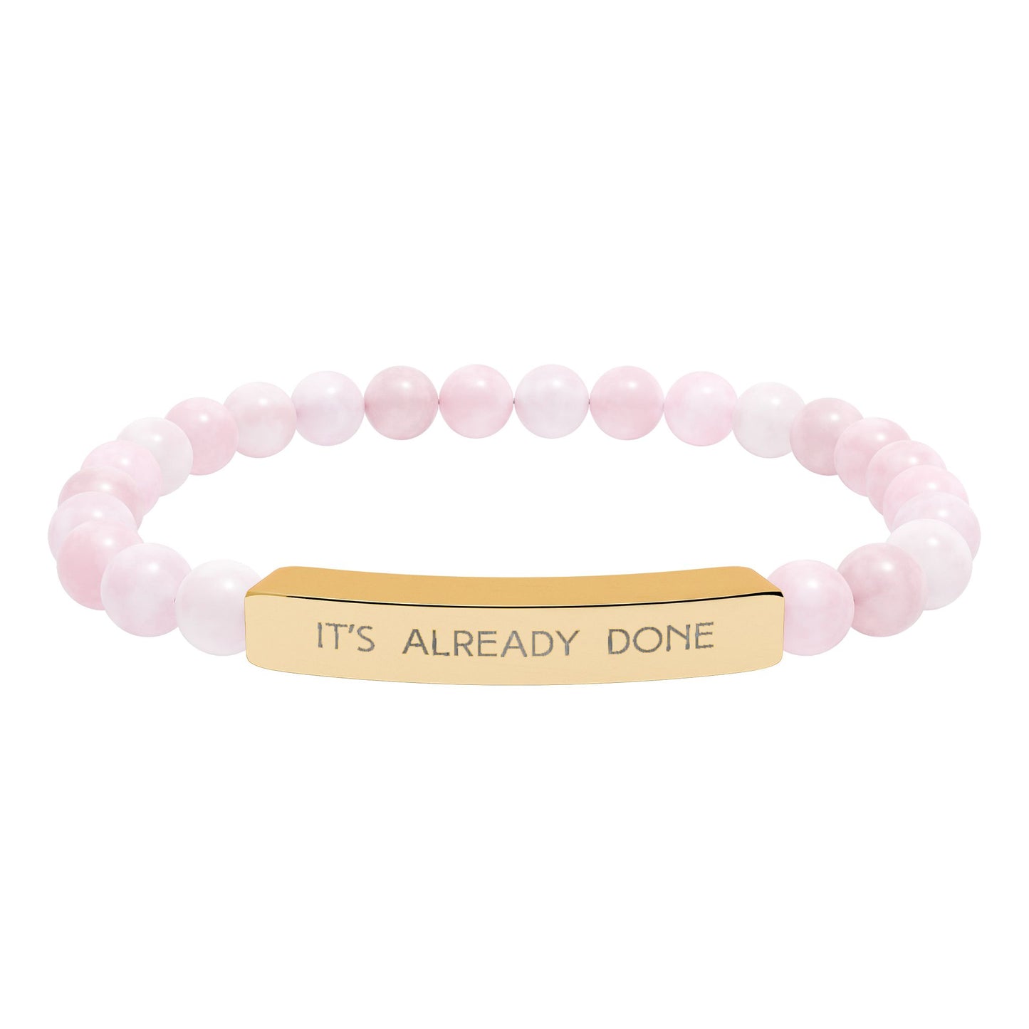 Engraved Natural Stone Bar Bracelet — “IT'S ALREADY DONE” Stretch Beaded Bracelet | Graduation | Promotion Gift