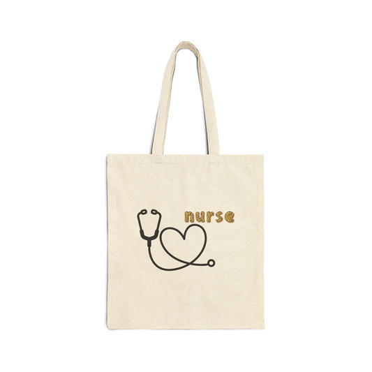 Nurse Stethoscope Heart Canvas Tote Bag — Gift for Nurses, Nursing Student Tote