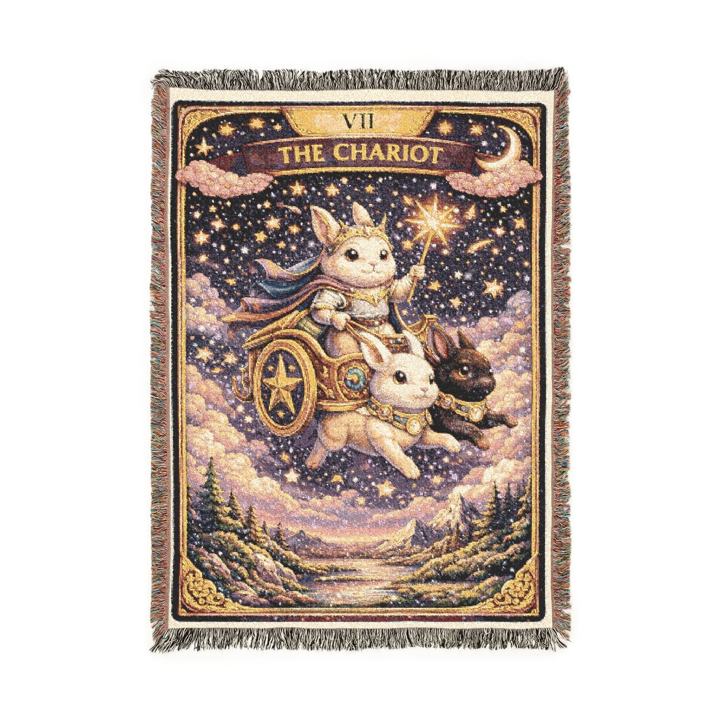 The Chariot Tarot Card Rabbit Woven Blanket/Throw - 100% Cotton