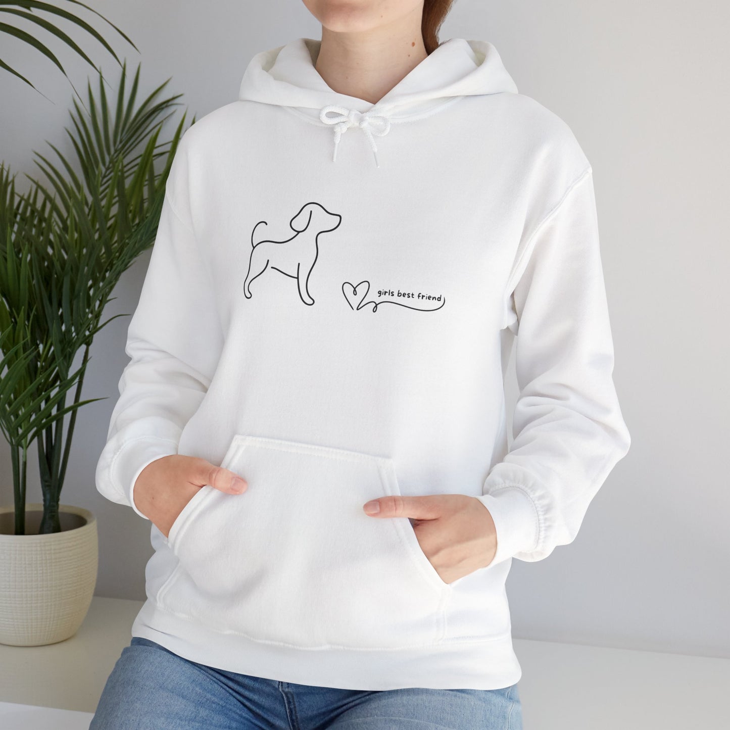 Dog Line Art Hoodie – 'Girls Best Friend' Minimalist Pet Lover Sweatshirt