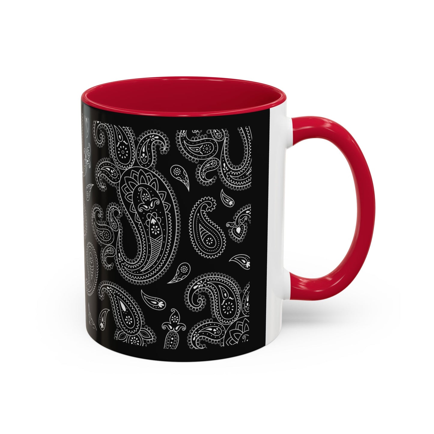 Black Paisley Ceramic Mug — 11oz & 15oz Stylish Pattern